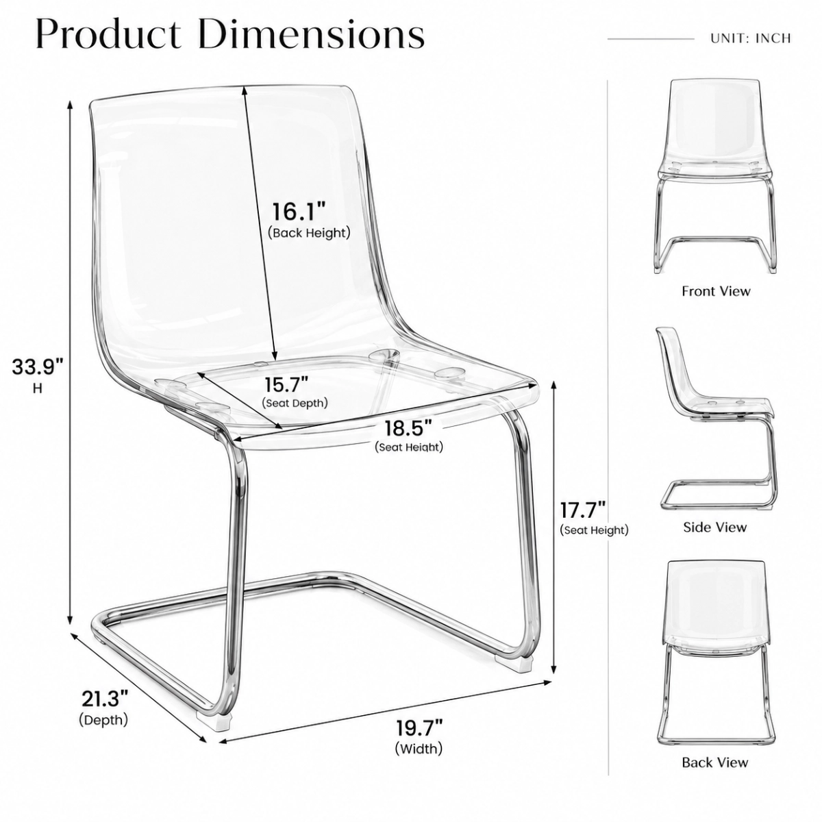 Modern Solid Back Armless Acrylic Dining Chairs Image - 8 | homeyfad