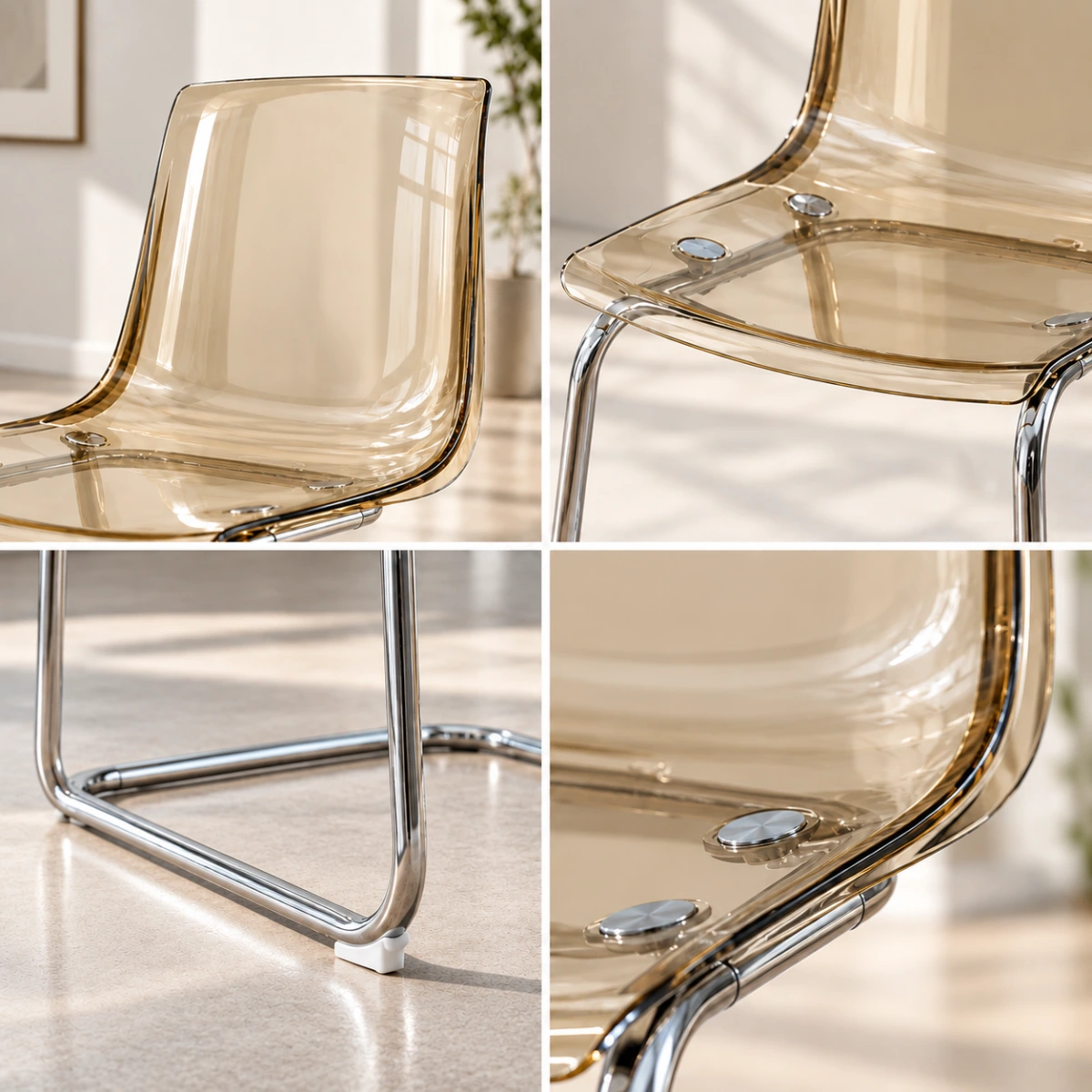 Modern Solid Back Armless Acrylic Dining Chairs Image - 5 | homeyfad
