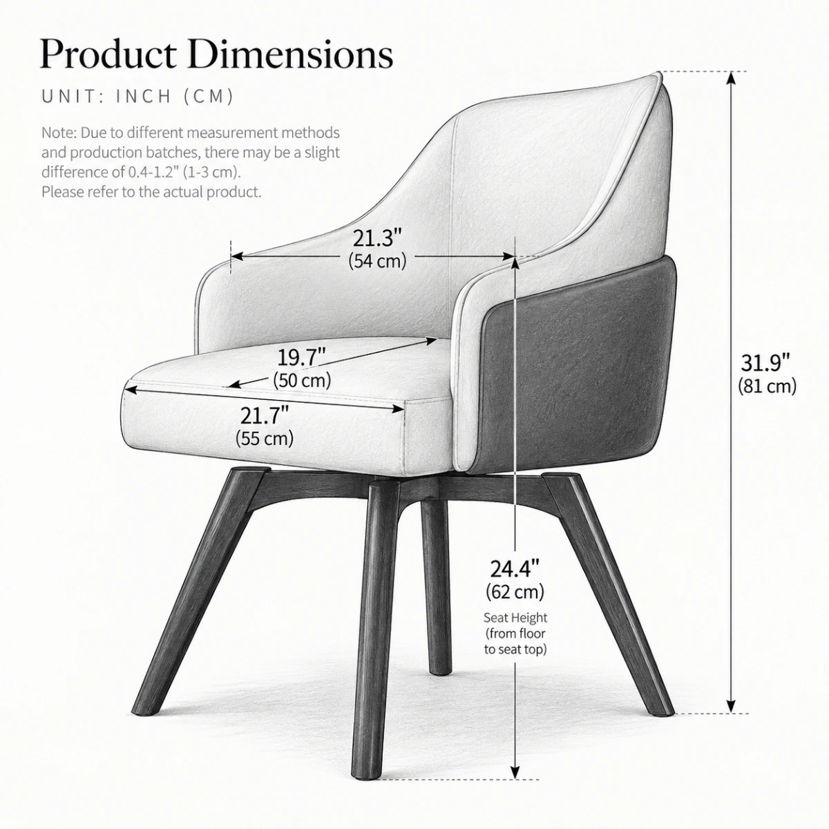 Modern Swivel Faux Leather Dining Chair with Upholstered Solid Back Image - 13 | homeyfad