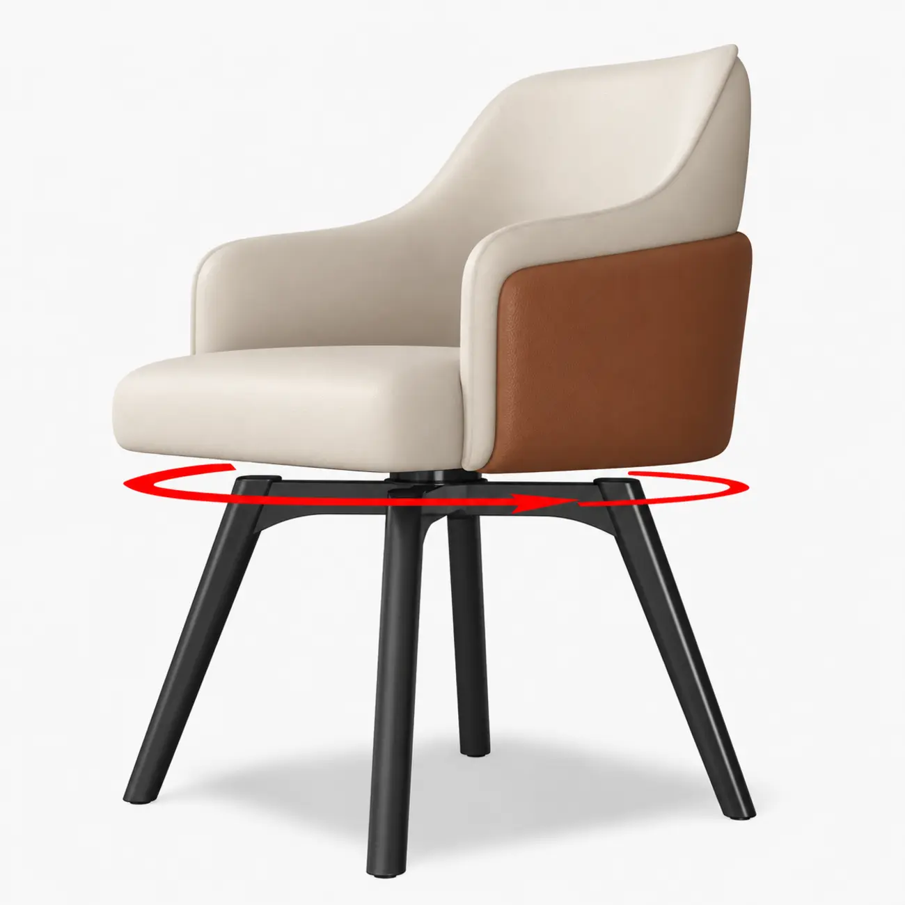 Modern Swivel Faux Leather Dining Chair with Upholstered Solid Back Image - 3 | homeyfad