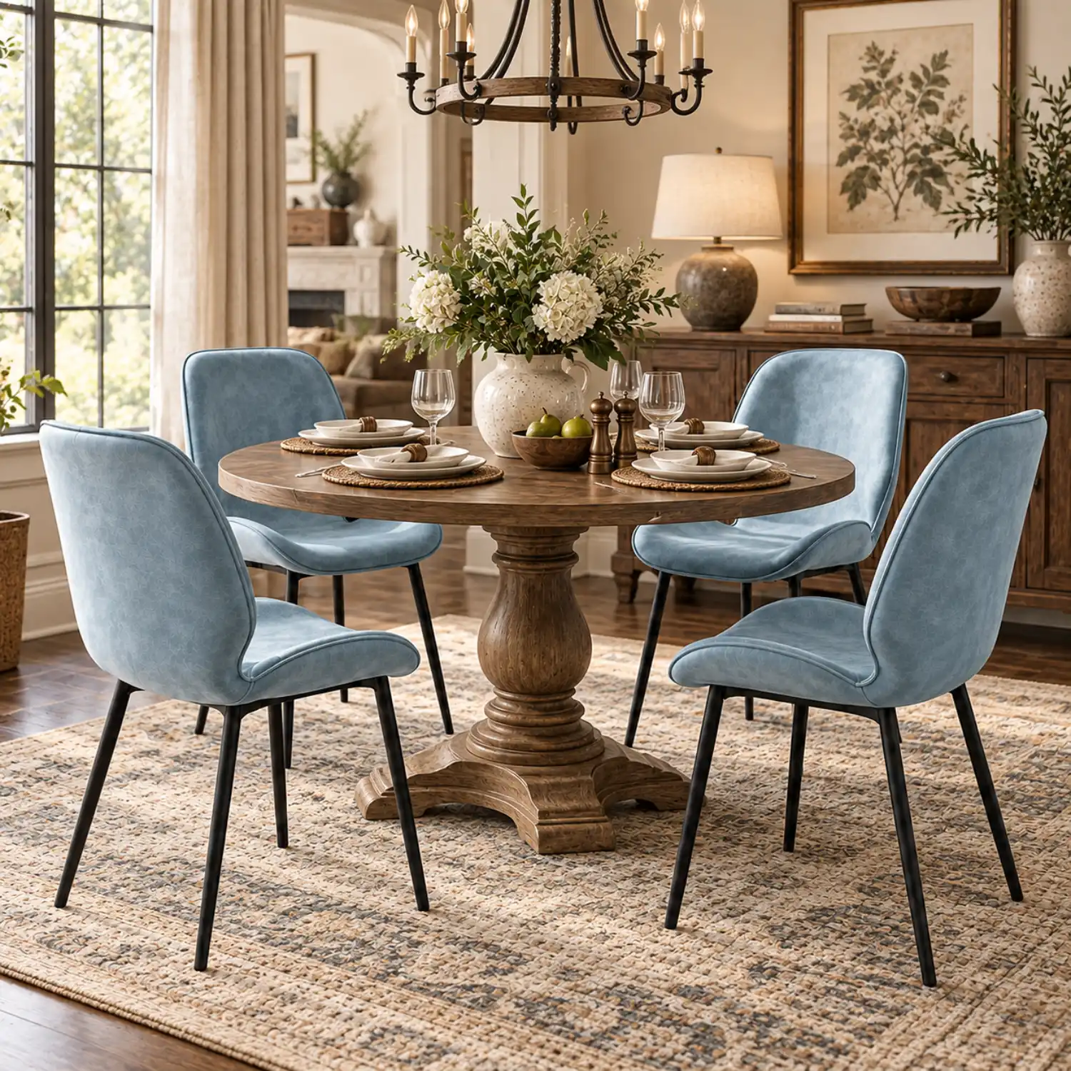 Modern Wingback Faux Leather Upholstered Dining Chair Metal Legs Image - 5 | homeyfad