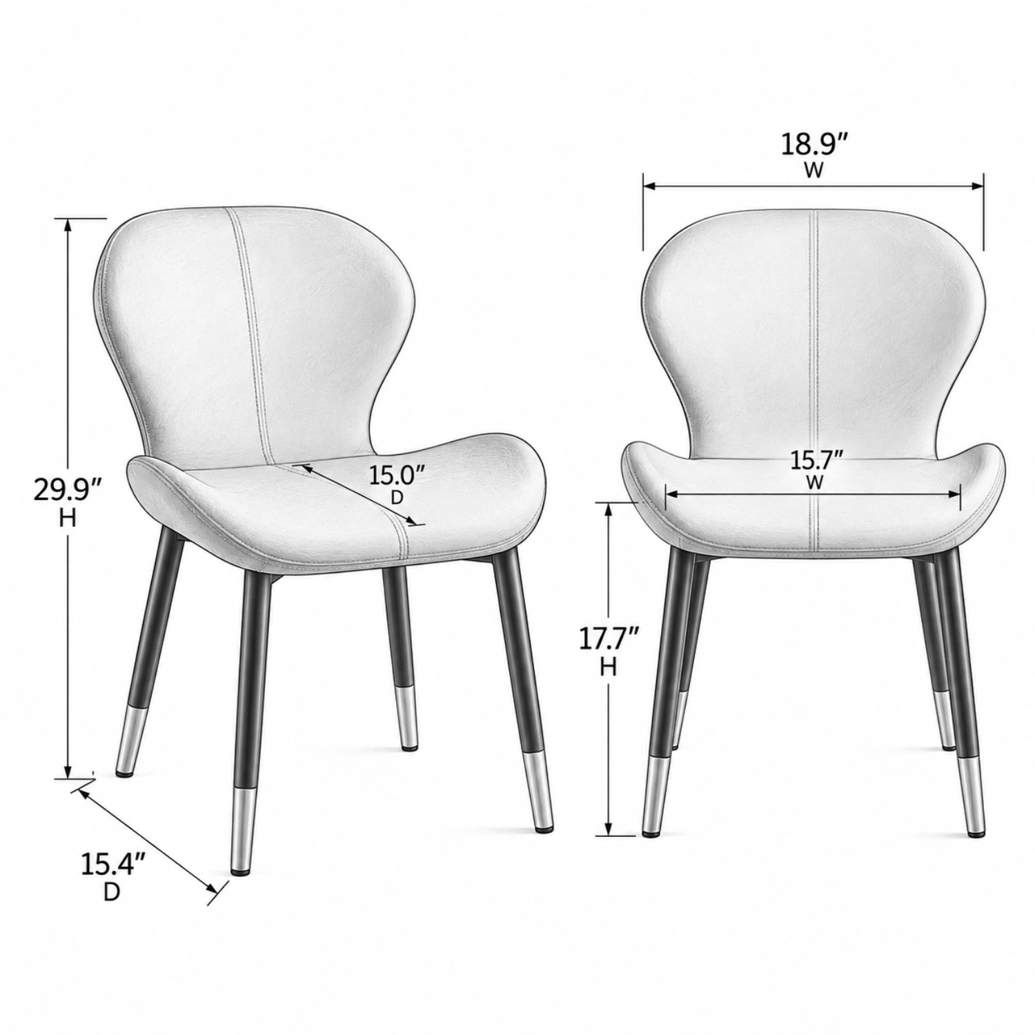 Modern Wingback Faux Leather Upholstered Dining Chair with Metal Frame Image - 17 | homeyfad