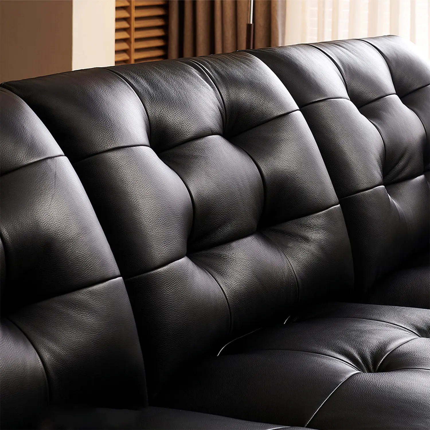 Mid-Century Modern Top-Grain Leather Tufted Power Pull-Out Sofa Bed Image - 18 | homeyfad