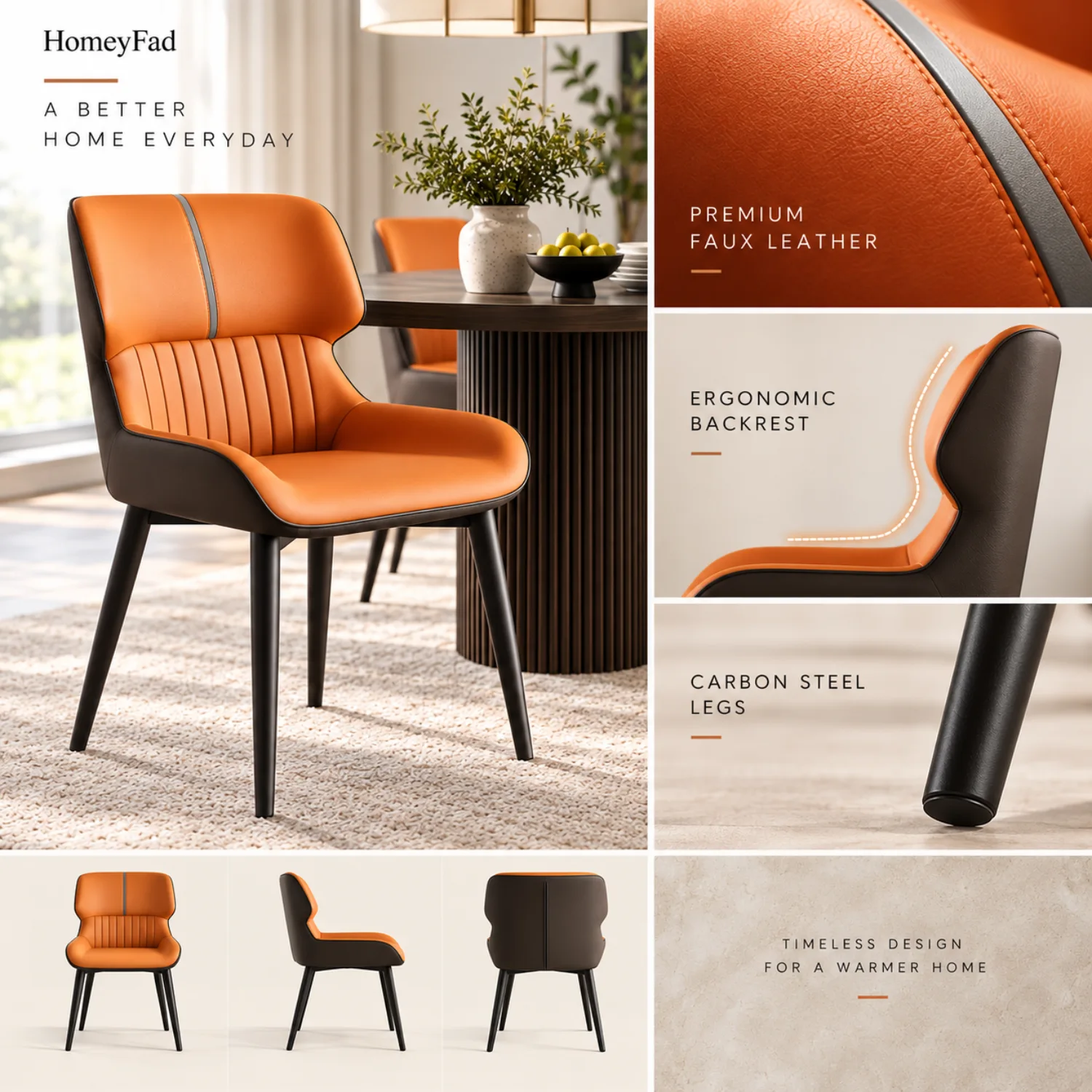 Leather Low Solid Back Armless Dining Side Chair Image - 3 | homeyfad