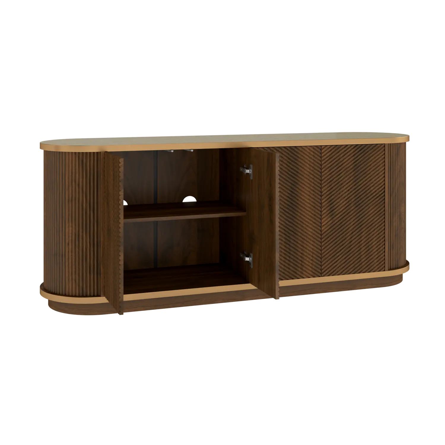 63" Mid-Century Modern 4-Door Sideboard Cabinet with Marble Top Image - 21 | homeyfad