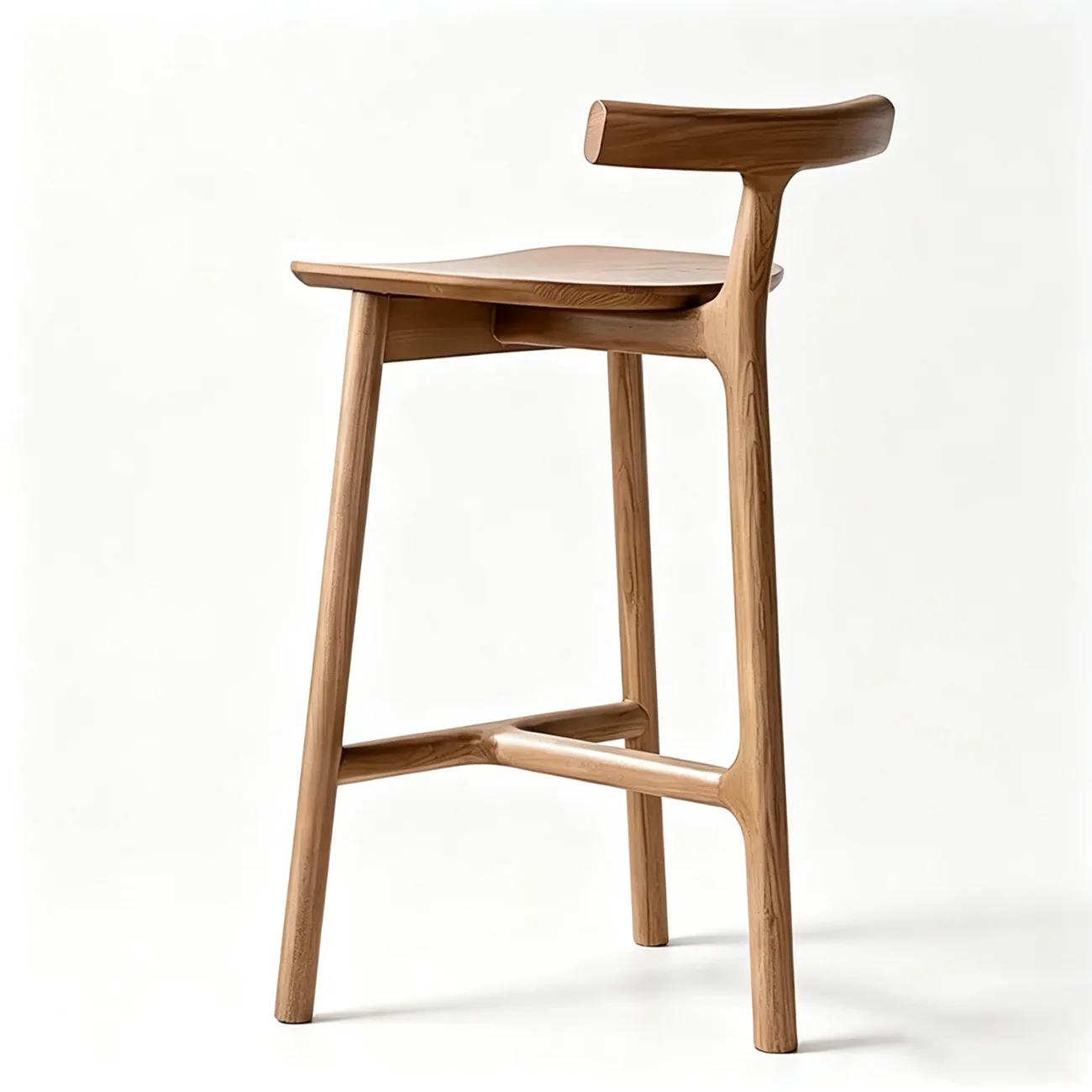 1 Piece Nut-Brown Counter Stool (23.5"H) Natural Tripod Ash Wood Fabric Armless Bar Stool Image - 11 | homeyfad