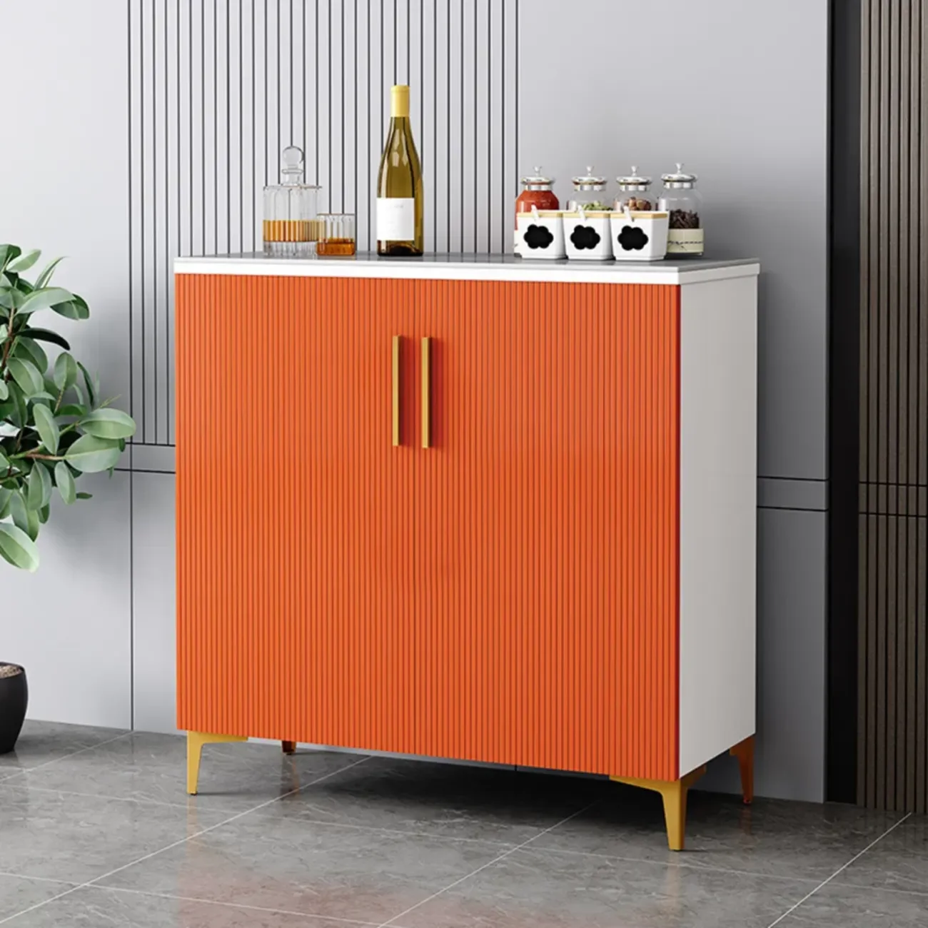 Glam Grey Wooden Sideboard with Cabinets Image - 11 | homeyfad