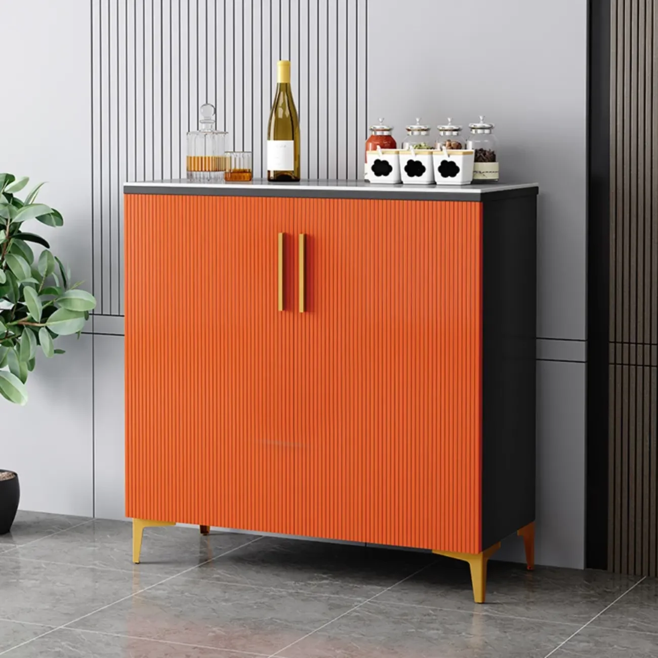 Glam Grey Wooden Sideboard with Cabinets Image - 12 | homeyfad