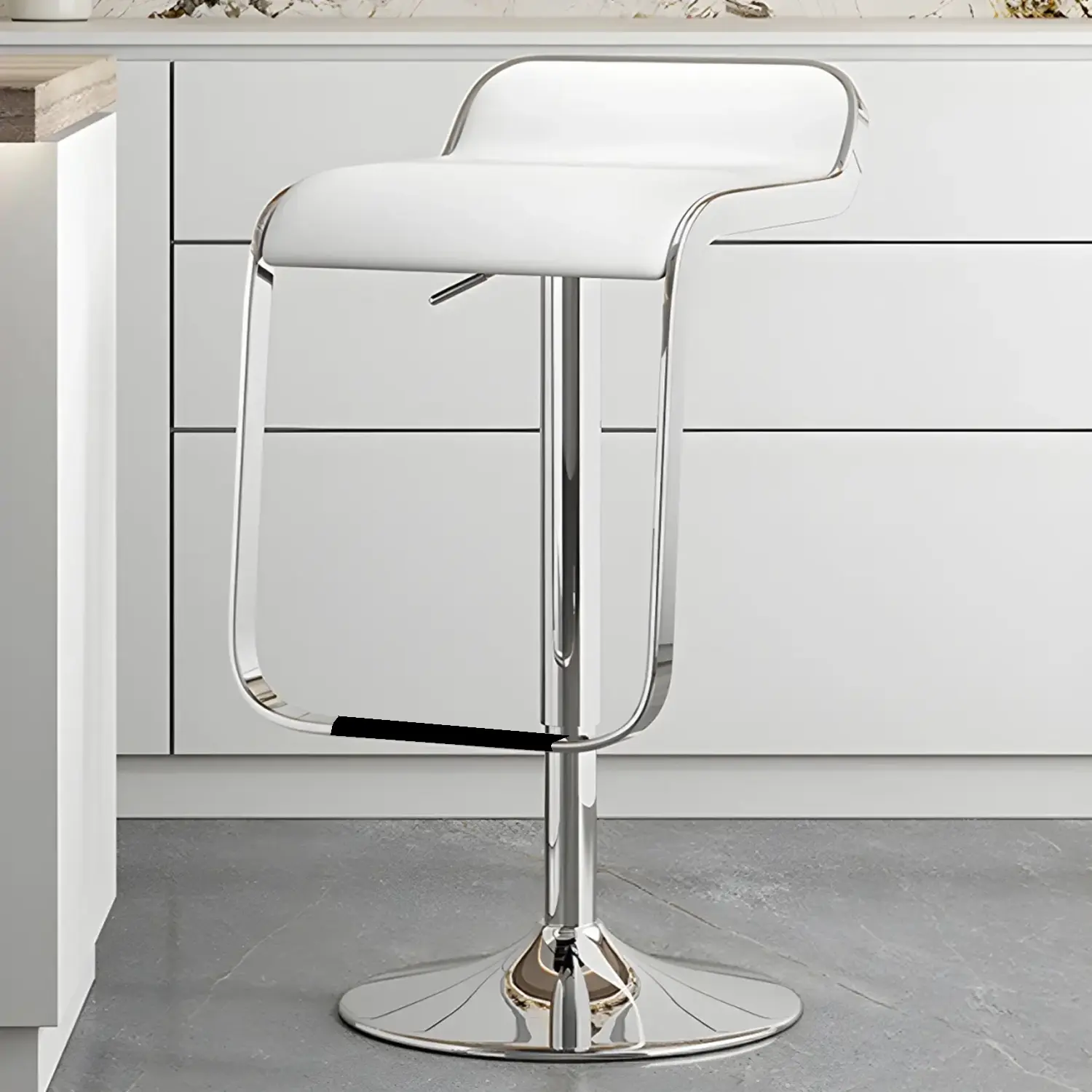 Leather Low Back Metal Adjustable Swivel Bar Stools Image - 6 | homeyfad
