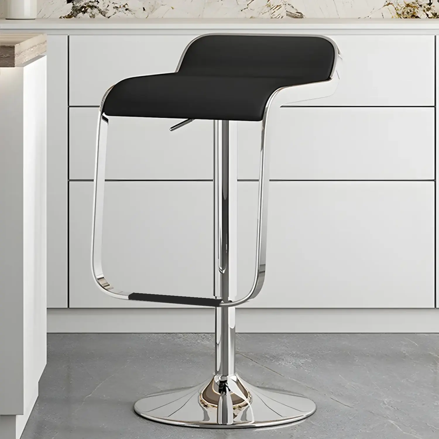 Leather Low Back Metal Adjustable Swivel Bar Stools Image - 7 | homeyfad