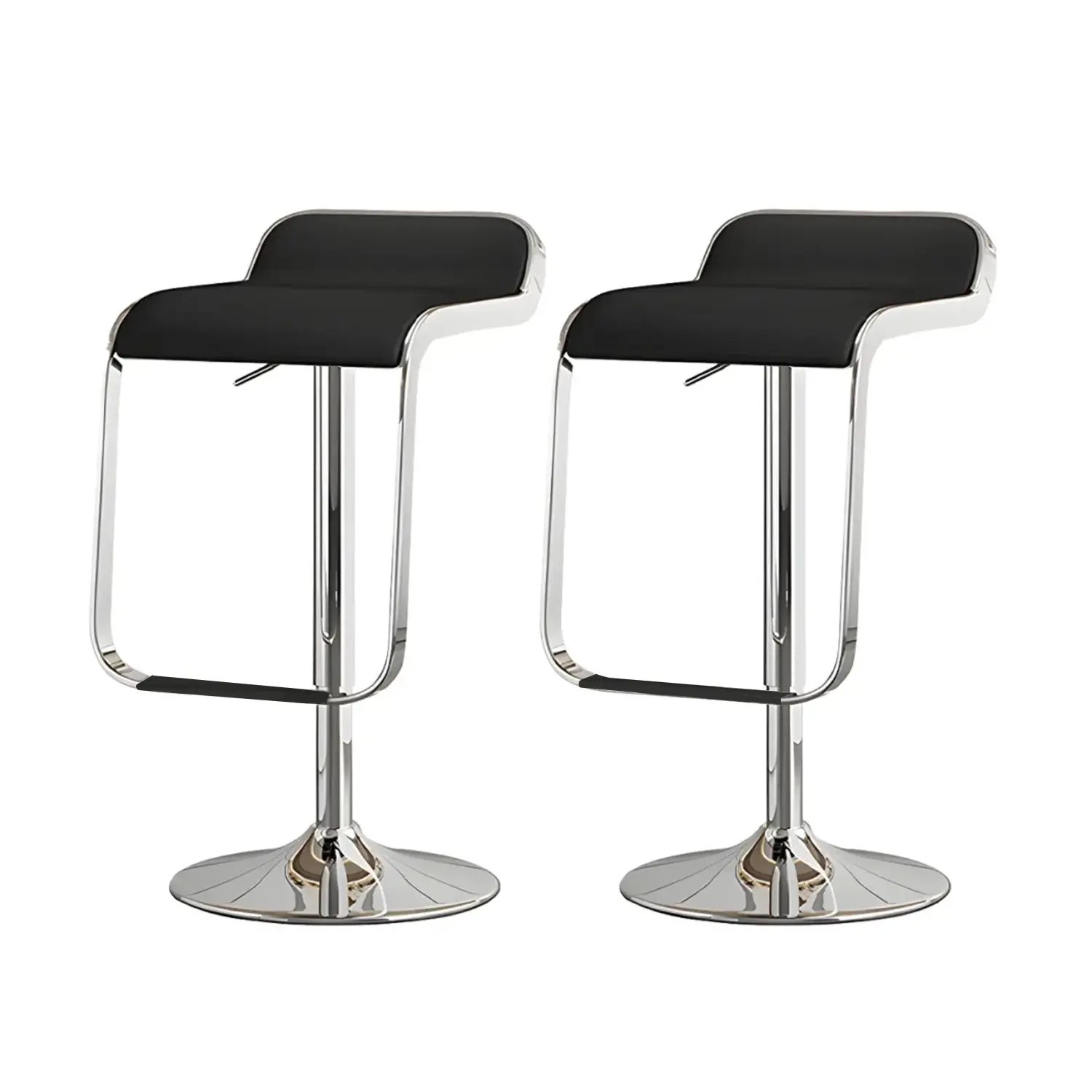 Leather Low Back Metal Adjustable Swivel Bar Stools Image - 12 | homeyfad