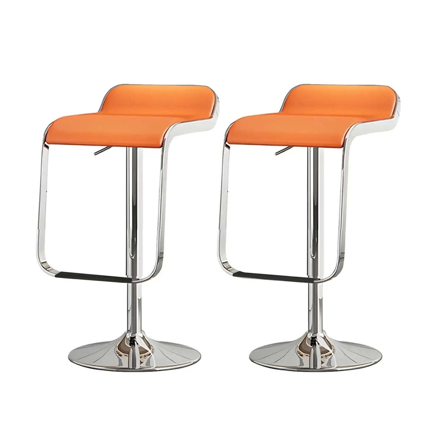 Leather Low Back Metal Adjustable Swivel Bar Stools Image - 13 | homeyfad