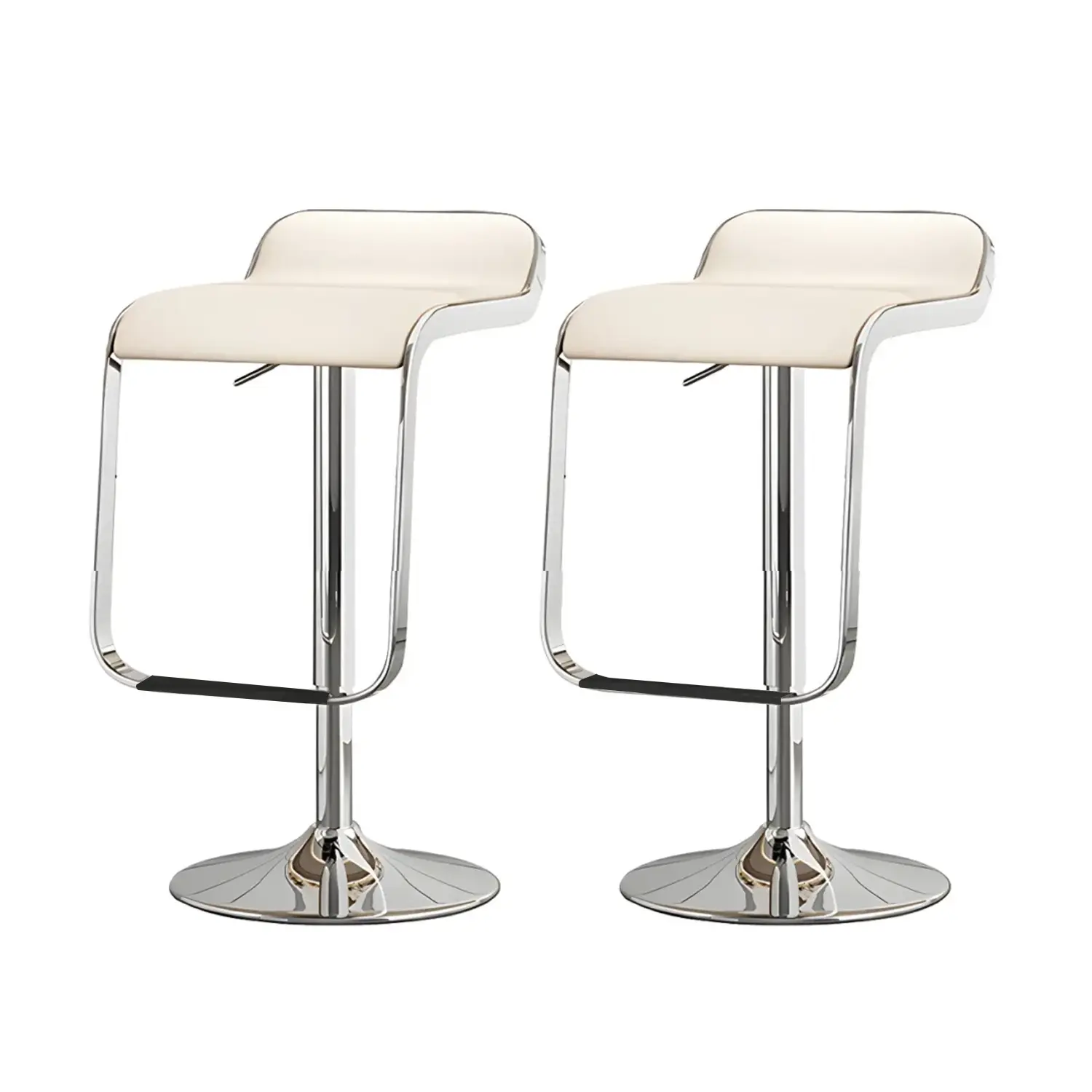 Leather Low Back Metal Adjustable Swivel Bar Stools Image - 14 | homeyfad