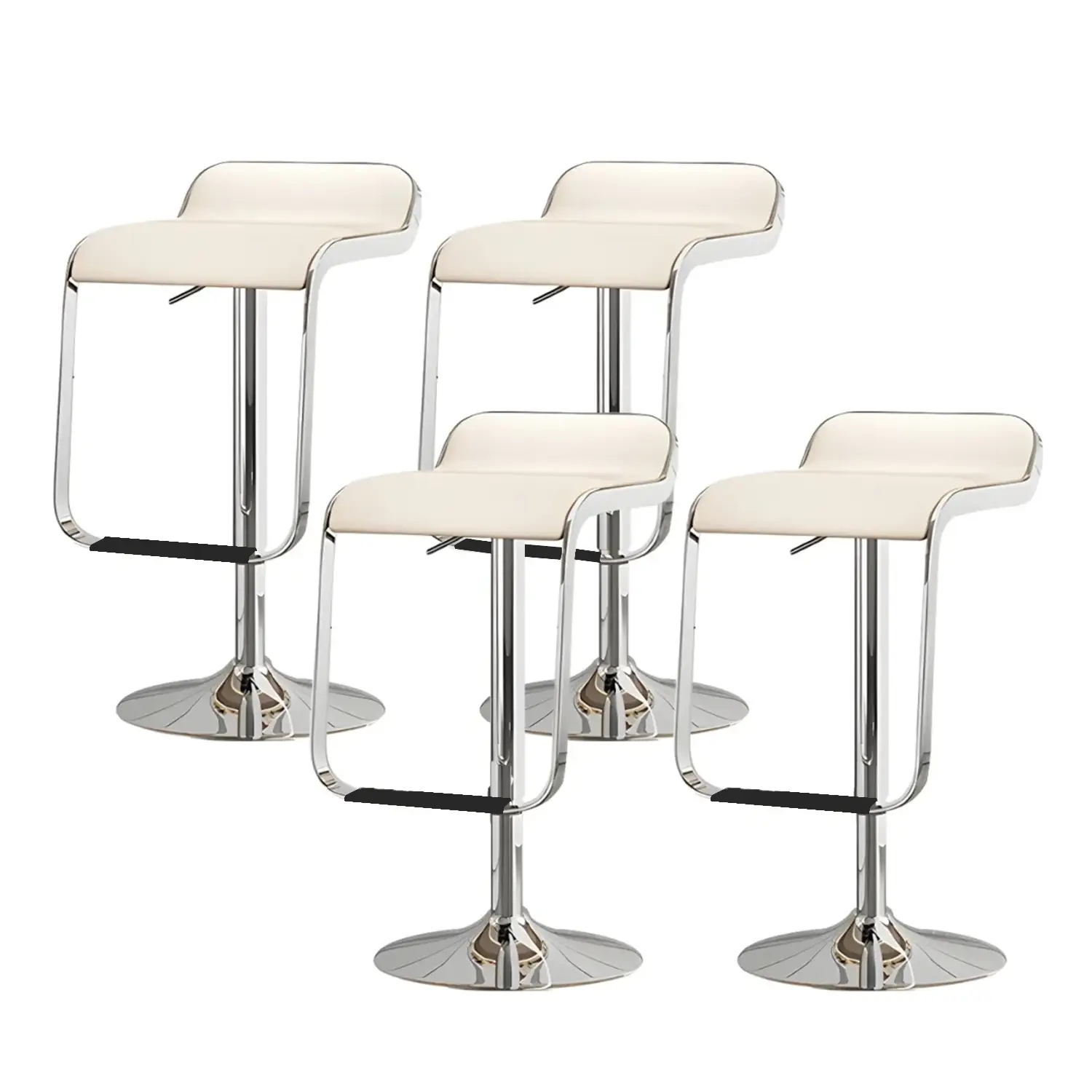 Leather Low Back Metal Adjustable Swivel Bar Stools Image - 16 | homeyfad
