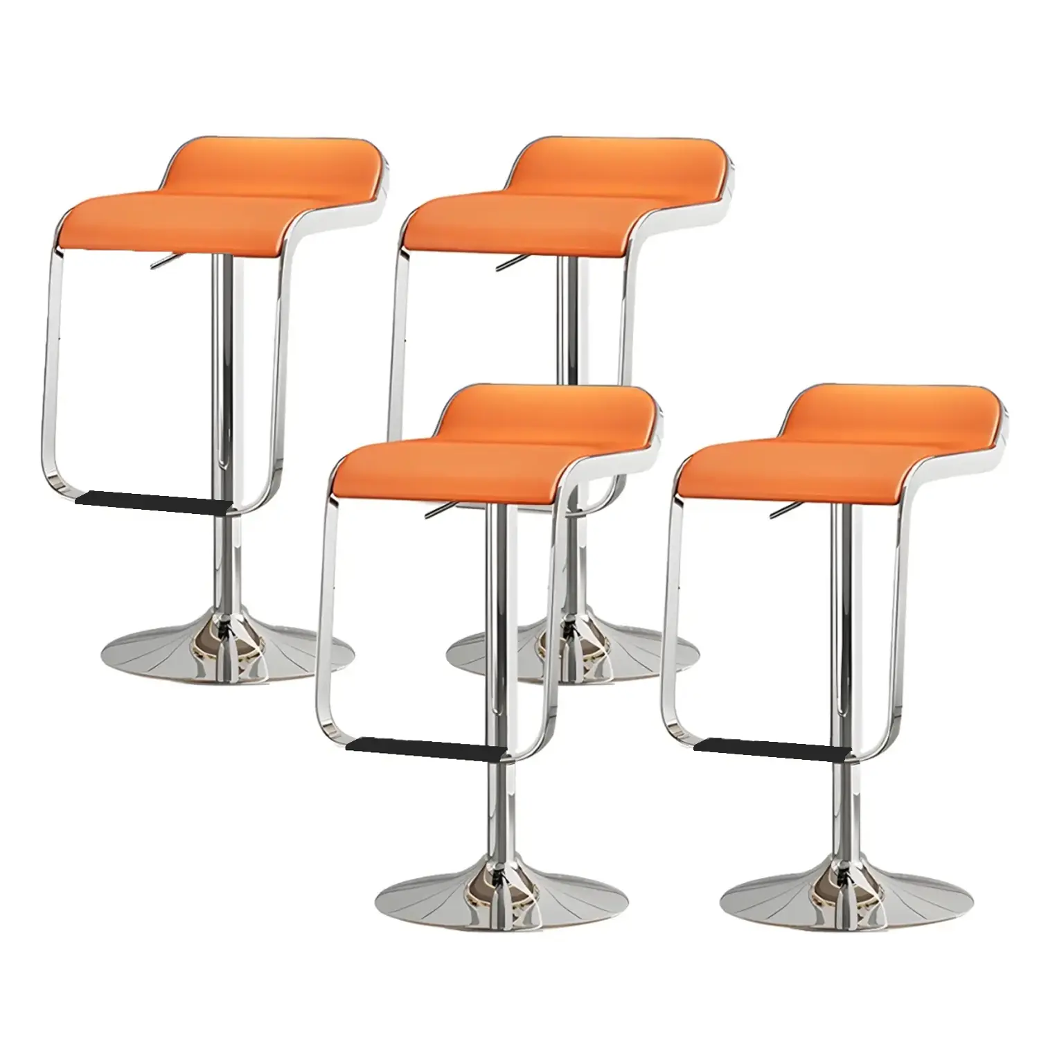 Leather Low Back Metal Adjustable Swivel Bar Stools Image - 17 | homeyfad