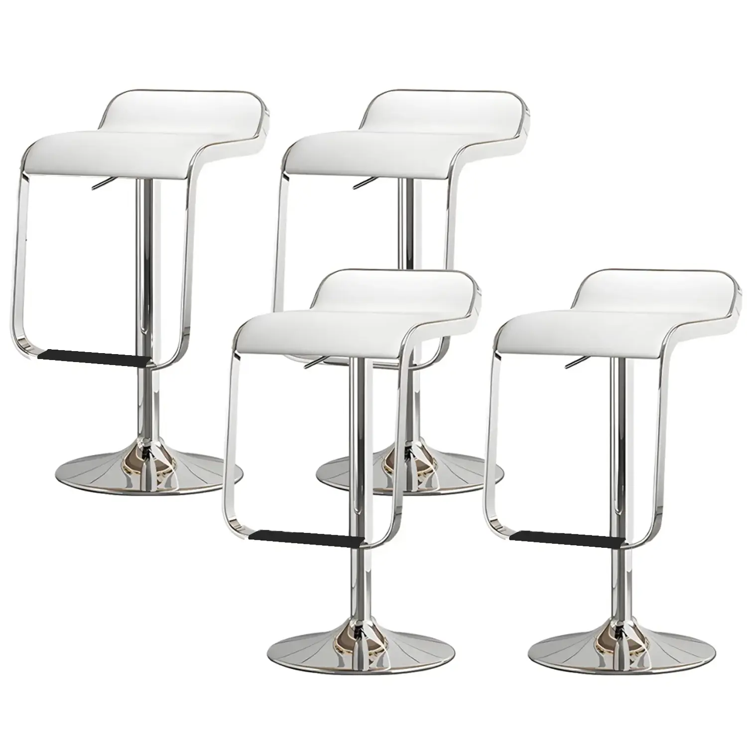 Leather Low Back Metal Adjustable Swivel Bar Stools Image - 18 | homeyfad