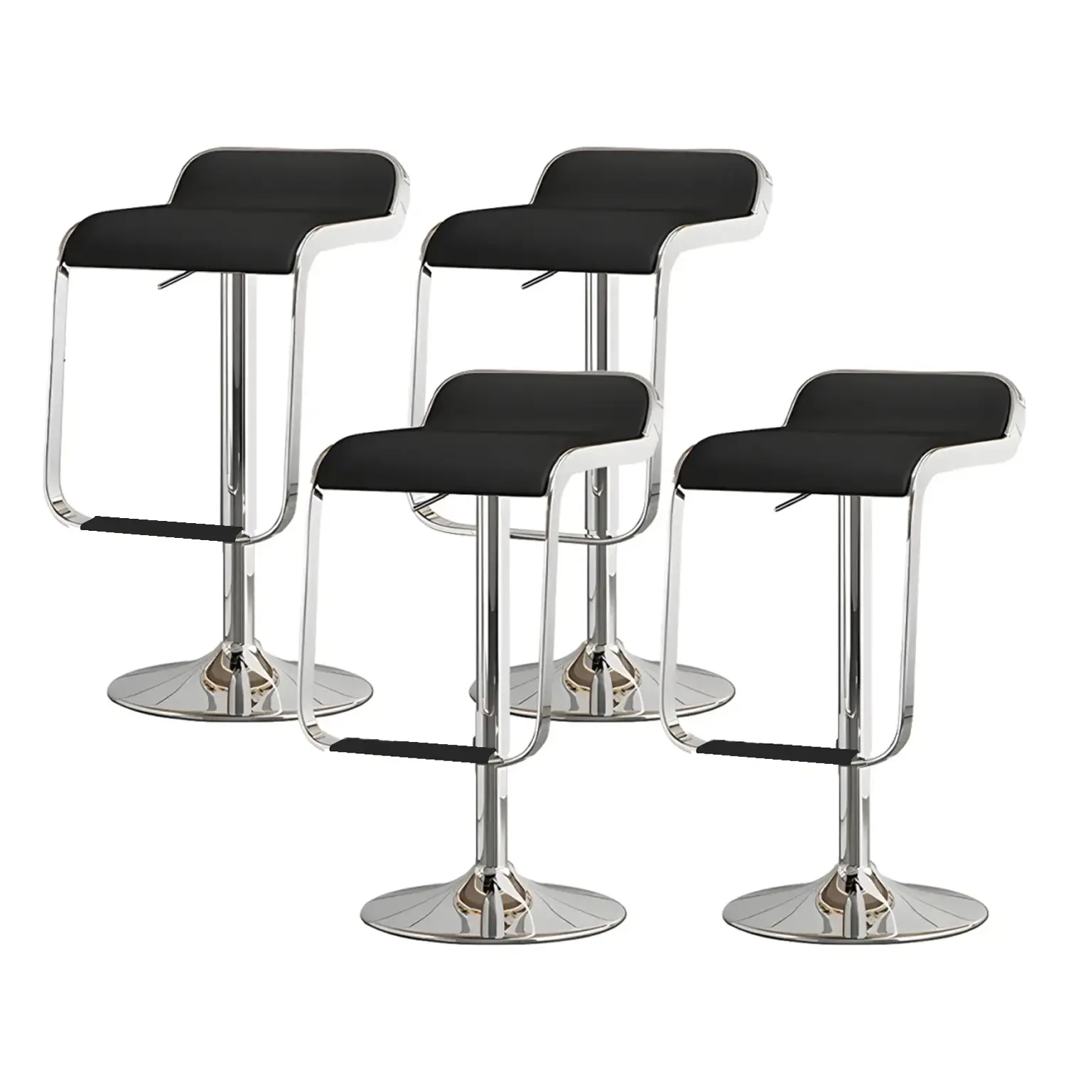 Leather Low Back Metal Adjustable Swivel Bar Stools Image - 19 | homeyfad