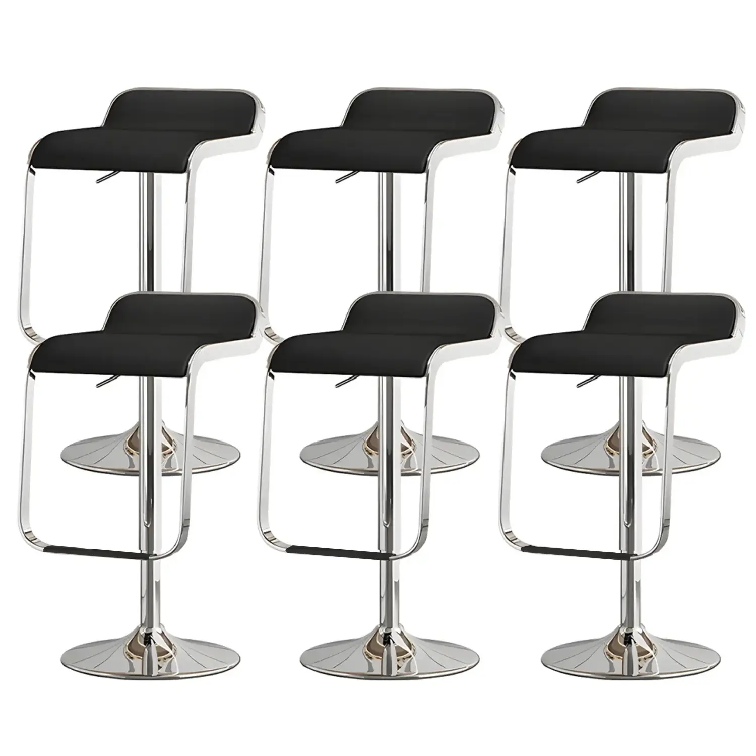 Leather Low Back Metal Adjustable Swivel Bar Stools Image - 20 | homeyfad