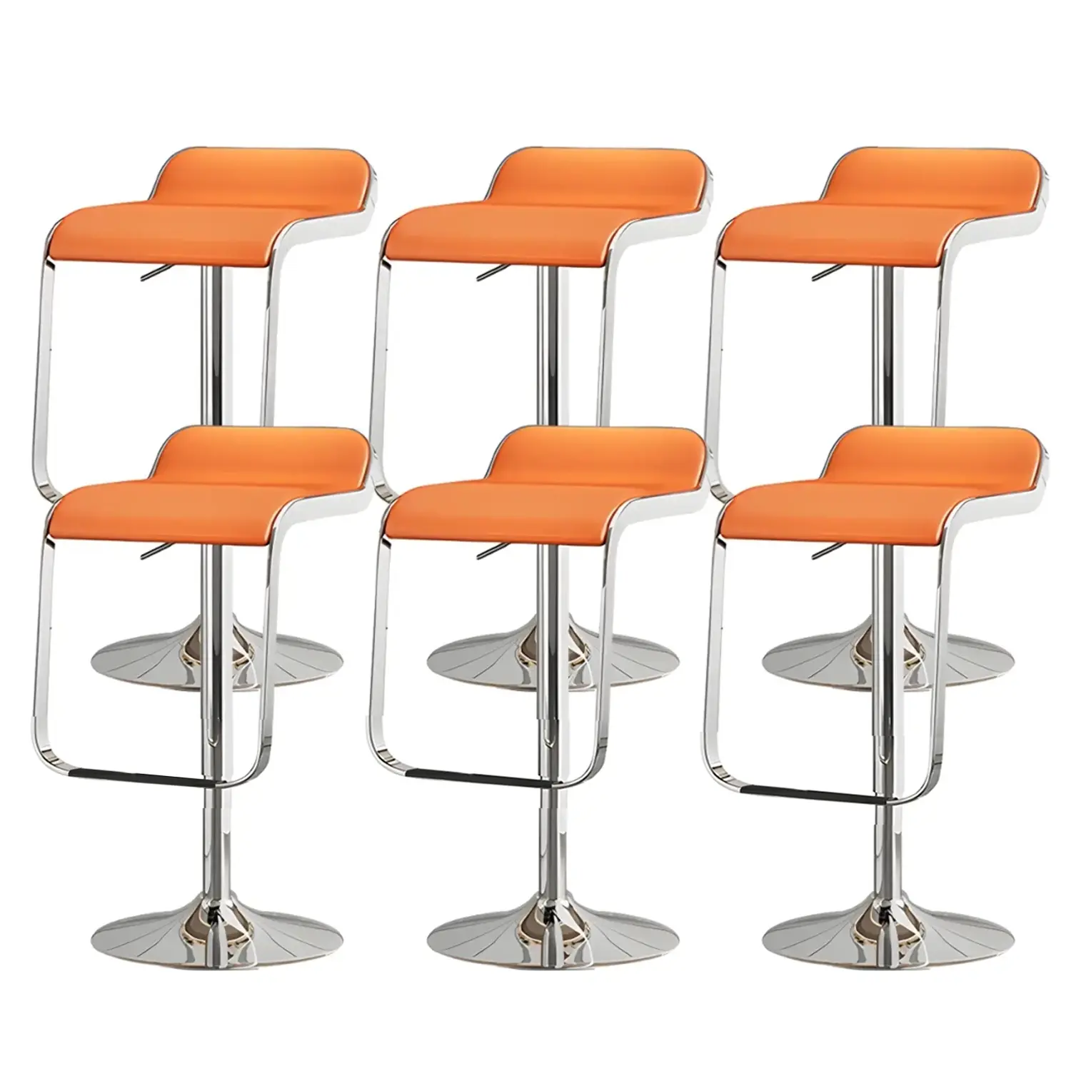 Leather Low Back Metal Adjustable Swivel Bar Stools Image - 22 | homeyfad