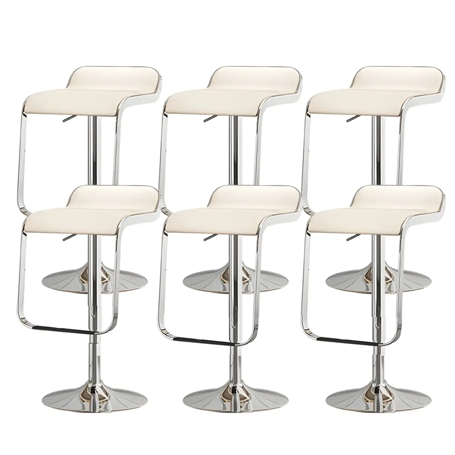 Leather Low Back Metal Adjustable Swivel Bar Stools Image - 23 | homeyfad