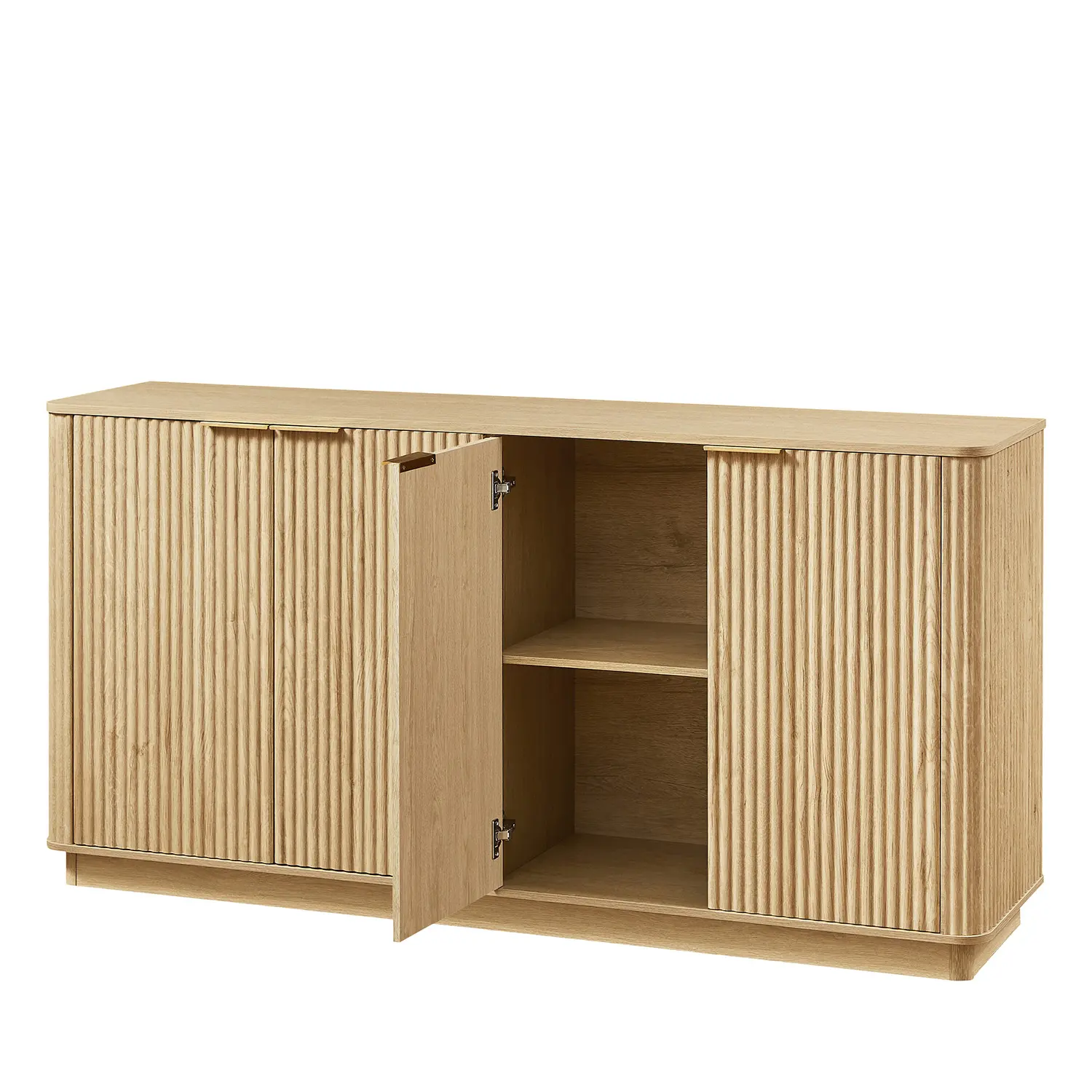 63" Mid-century Wooden Sideboard With Fluted Front Door Image - 17 | homeyfad