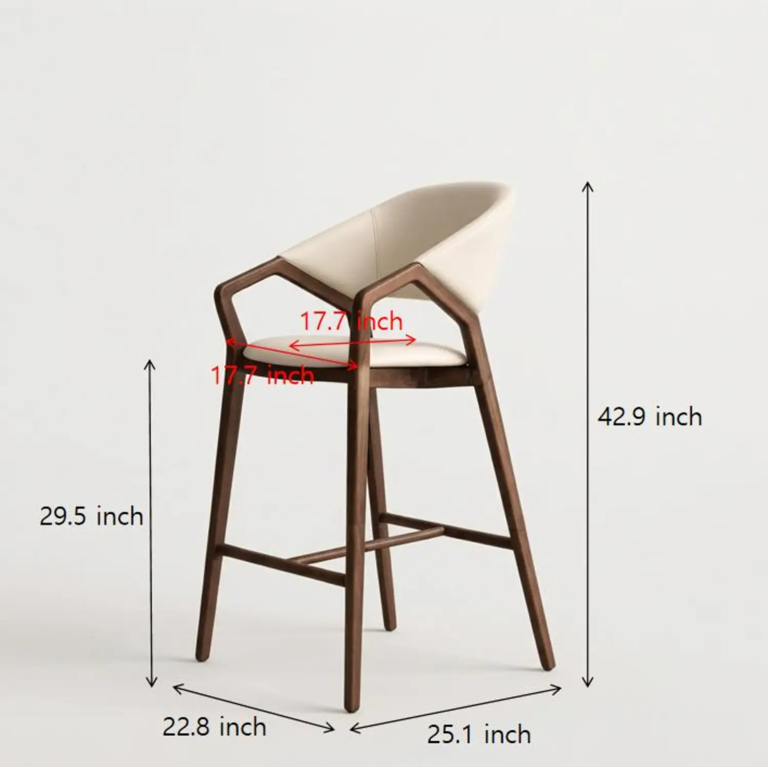 Beige Solid Ash Wood Upholstered curved back Bar Stool set of 2 Image - 8 | homeyfad