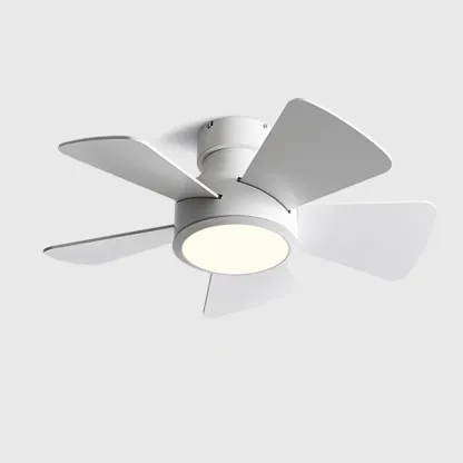 Modern Wood Flush Mount Ceiling Fan Dimmable LED for Bedroom