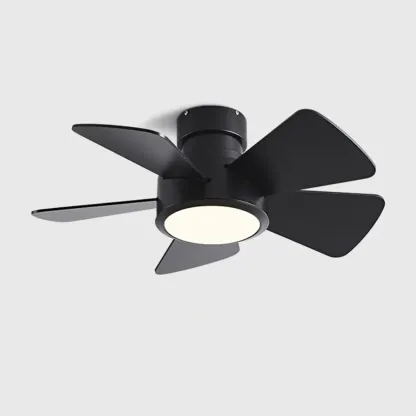 Modern Wood Flush Mount Ceiling Fan Dimmable LED for Bedroom