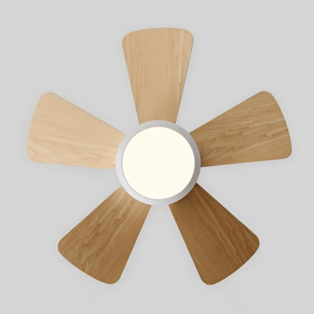 Modern Wood Flush Mount Ceiling Fan Dimmable LED for Bedroom