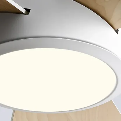 Modern Wood Flush Mount Ceiling Fan Dimmable LED for Bedroom