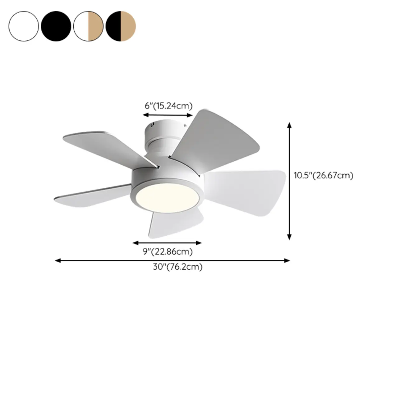 Modern Wood Flush Mount Ceiling Fan Dimmable LED for Bedroom #size