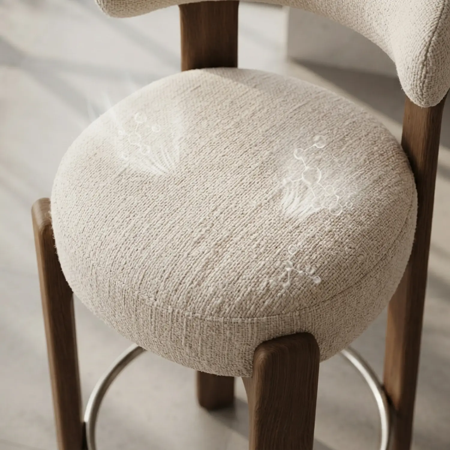 Mid-Century Modern Solid Ash Wood Upholstered Bar Stools Set of 2 Image - 4 | homeyfad