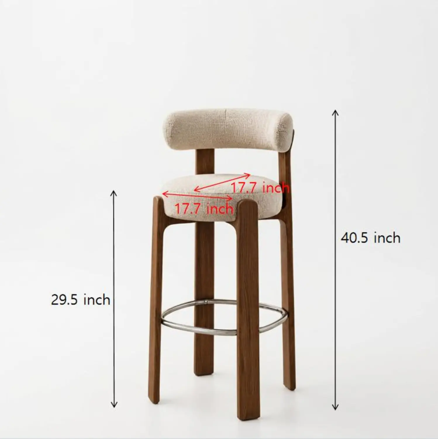 Mid-Century Modern Solid Ash Wood Upholstered Bar Stools Set of 2 Image - 8 | homeyfad