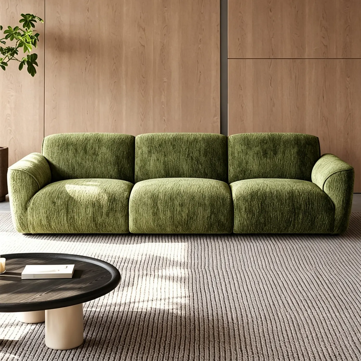 Modern Chenille Extra-Deep Sofa with Adjustable Backrest Image - 8 | homeyfad