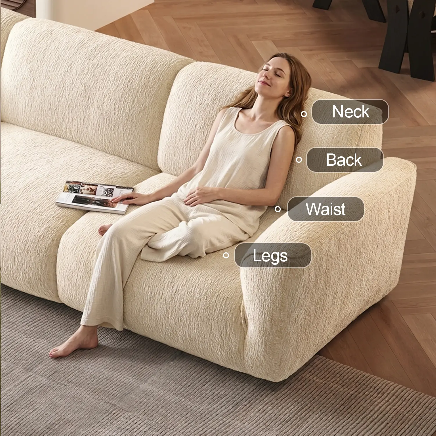 Modern Chenille Extra-Deep Sofa with Adjustable Backrest Image - 5 | homeyfad