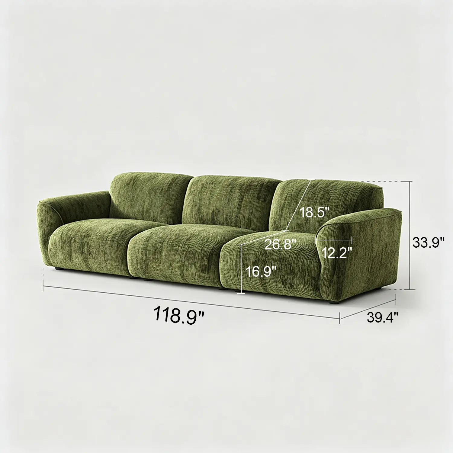 Modern Chenille Extra-Deep Sofa with Adjustable Backrest Image - 30 | homeyfad