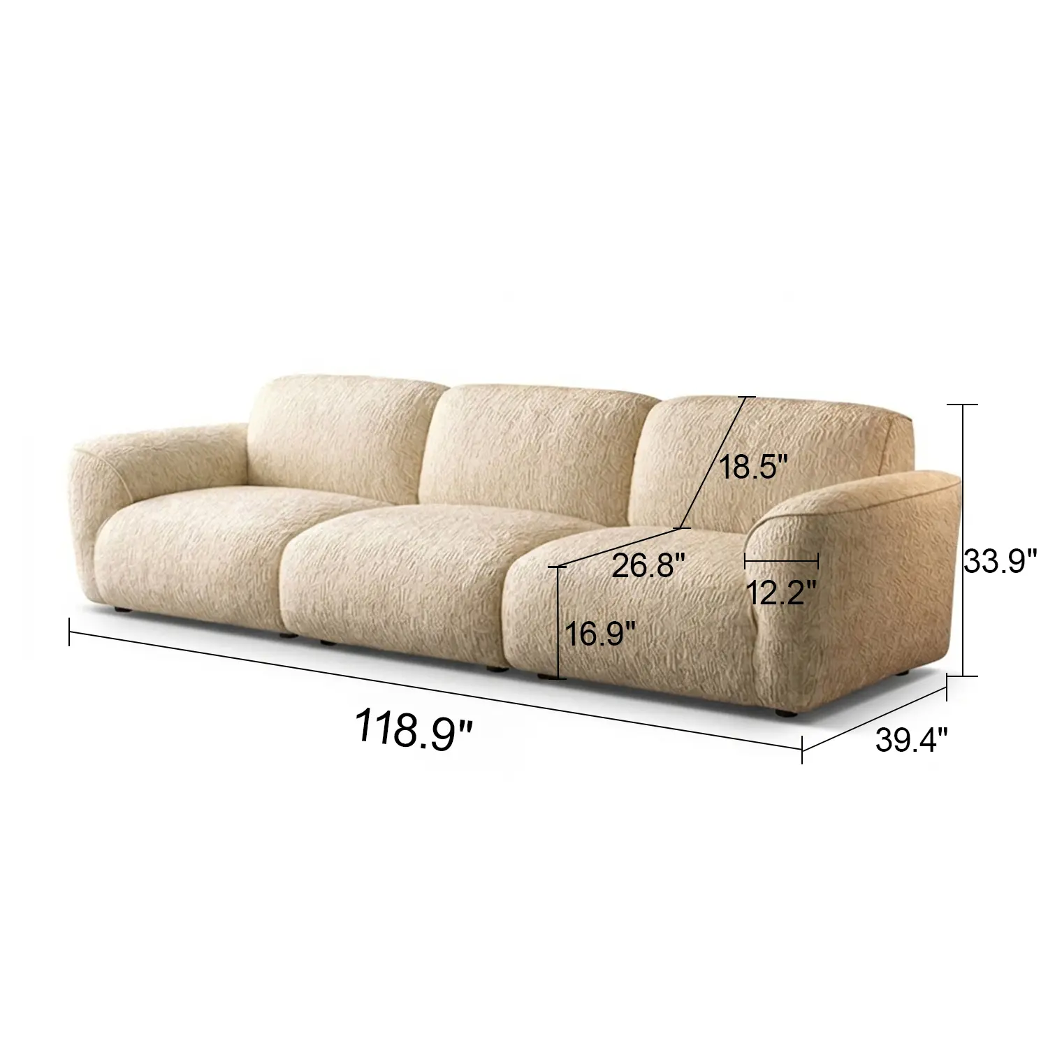 Modern Chenille Extra-Deep Sofa with Adjustable Backrest Image - 27 | homeyfad