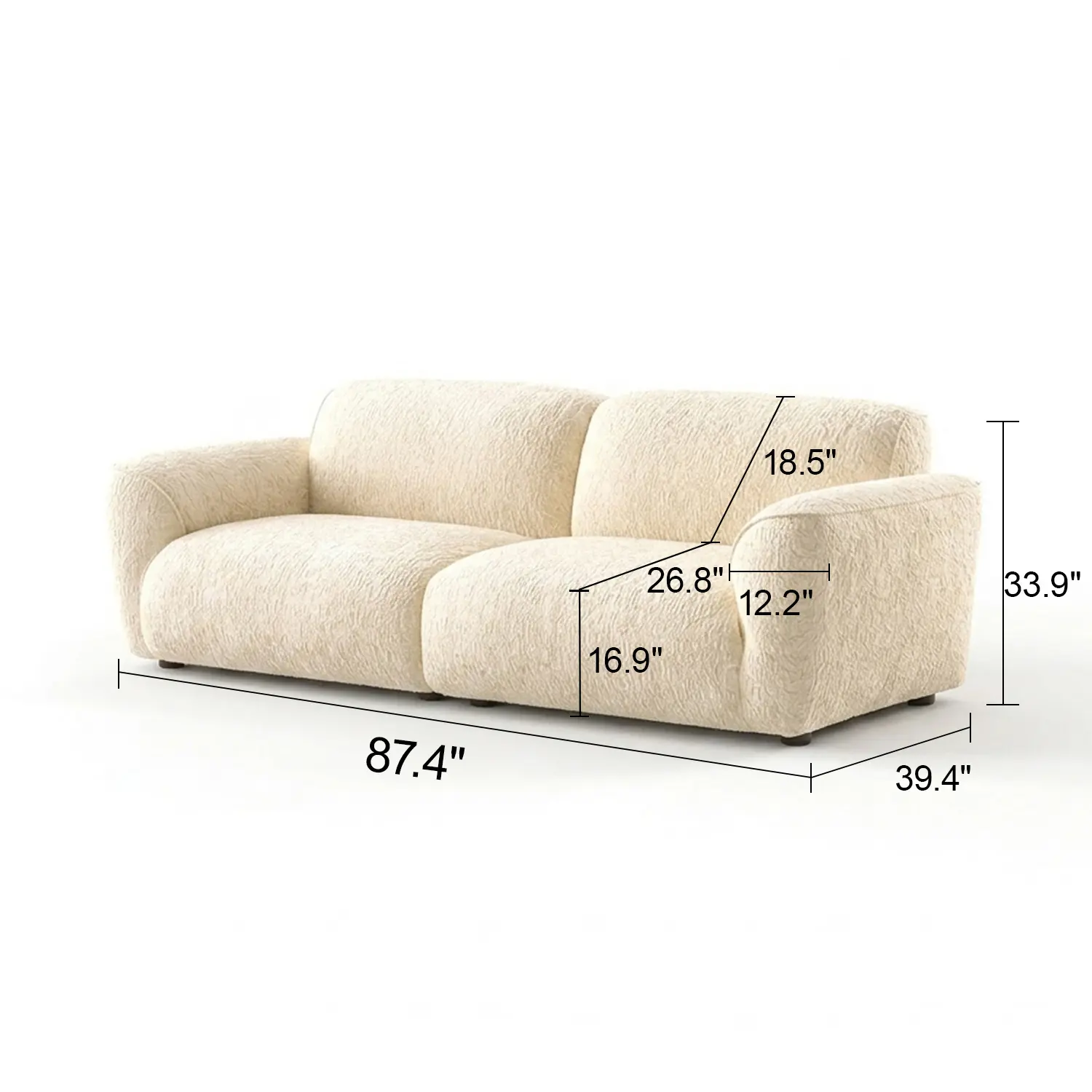 Modern Chenille Extra-Deep Sofa with Adjustable Backrest Image - 26 | homeyfad