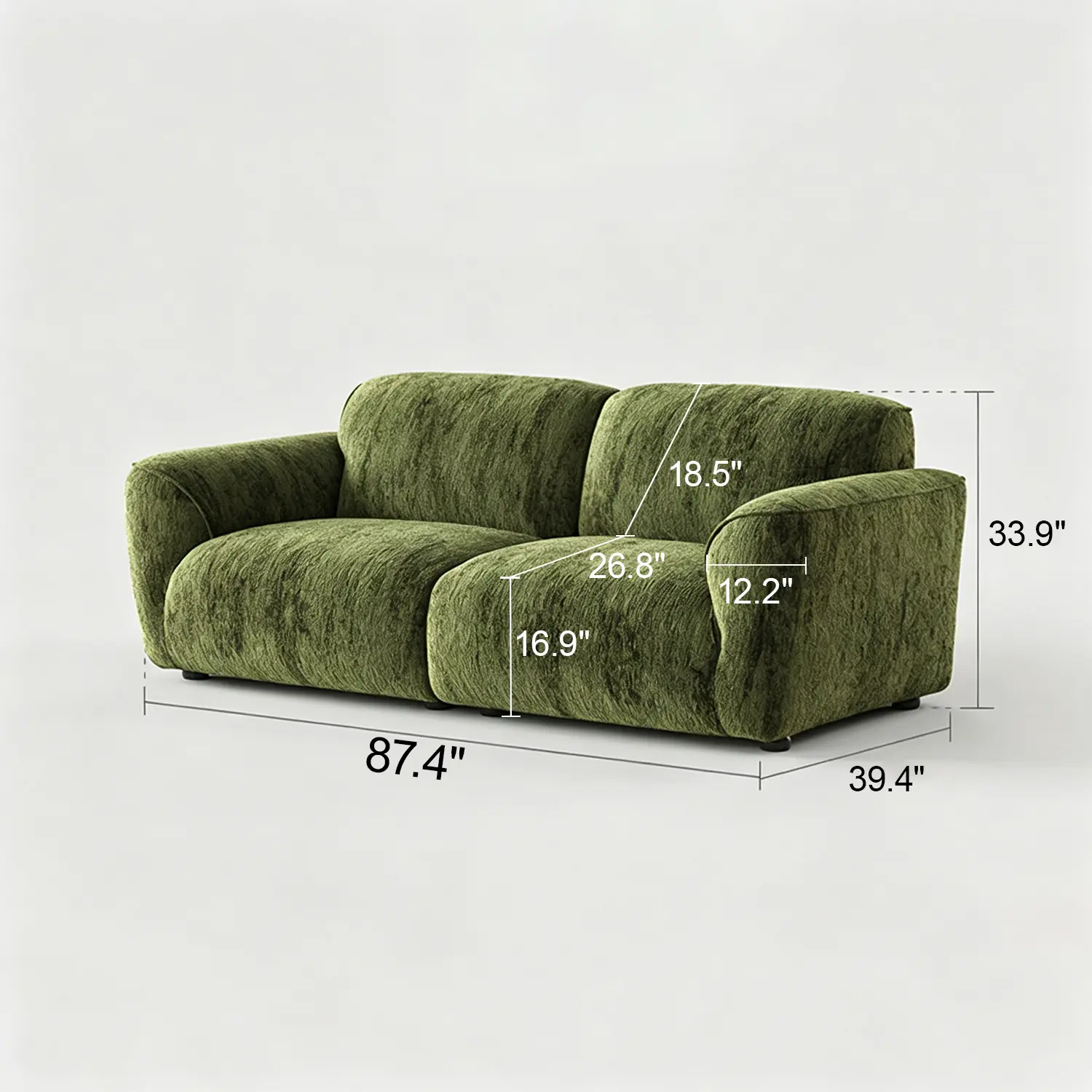 Modern Chenille Extra-Deep Sofa with Adjustable Backrest Image - 29 | homeyfad