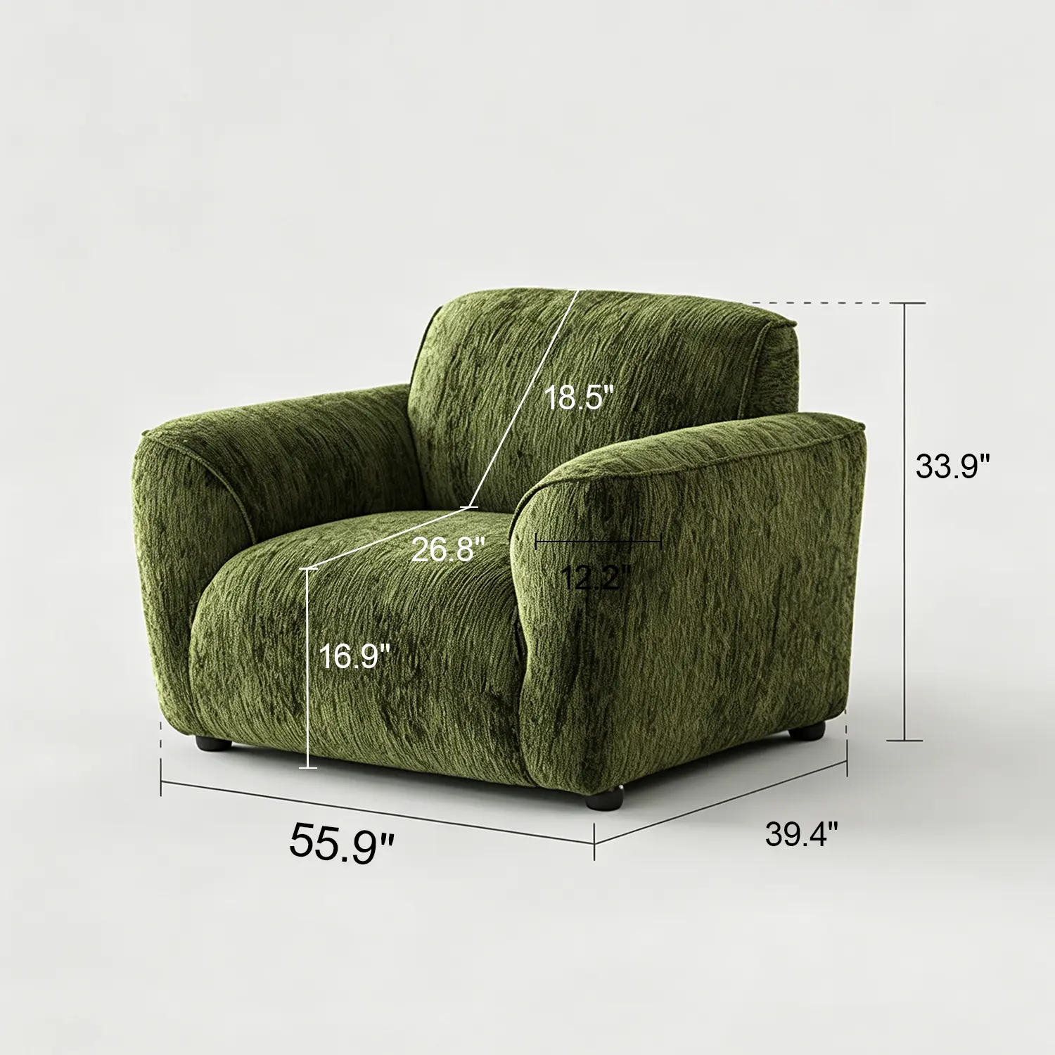 Modern Chenille Extra-Deep Sofa with Adjustable Backrest Image - 28 | homeyfad