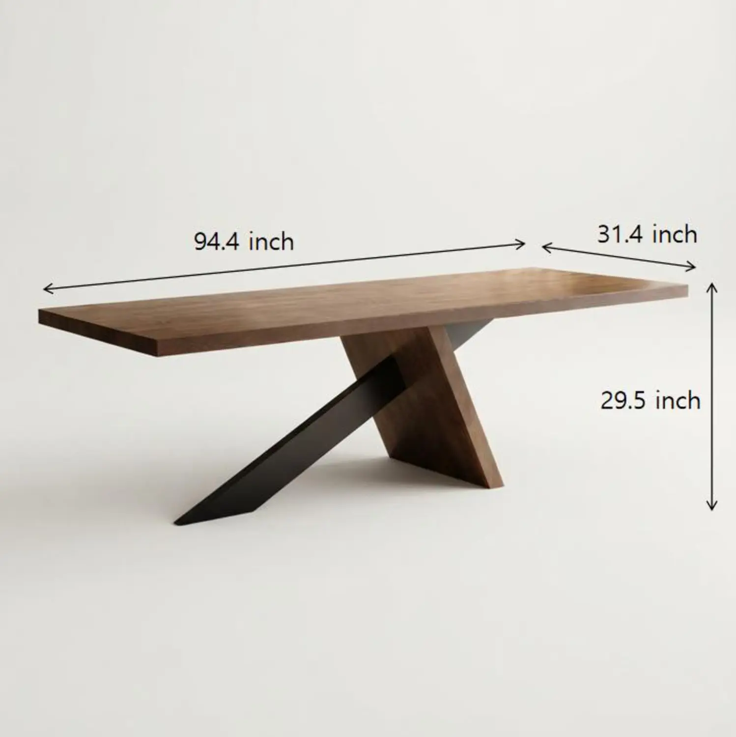 Modern Industrial Rectangular Solid Pine Wood Dining Table with Iron Base Image - 15 | homeyfad