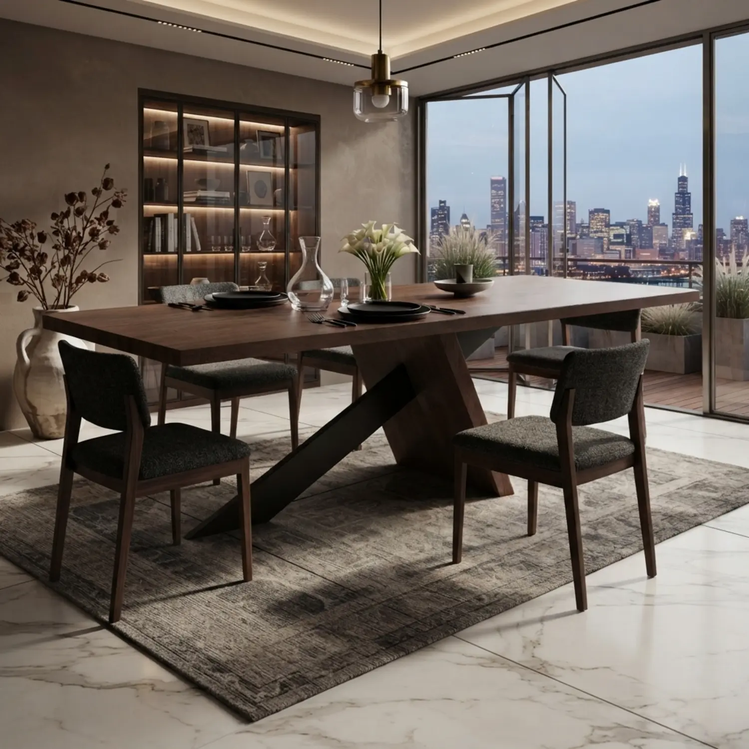Modern Industrial Rectangular Solid Pine Wood Dining Table with Iron Base Image - 7 | homeyfad