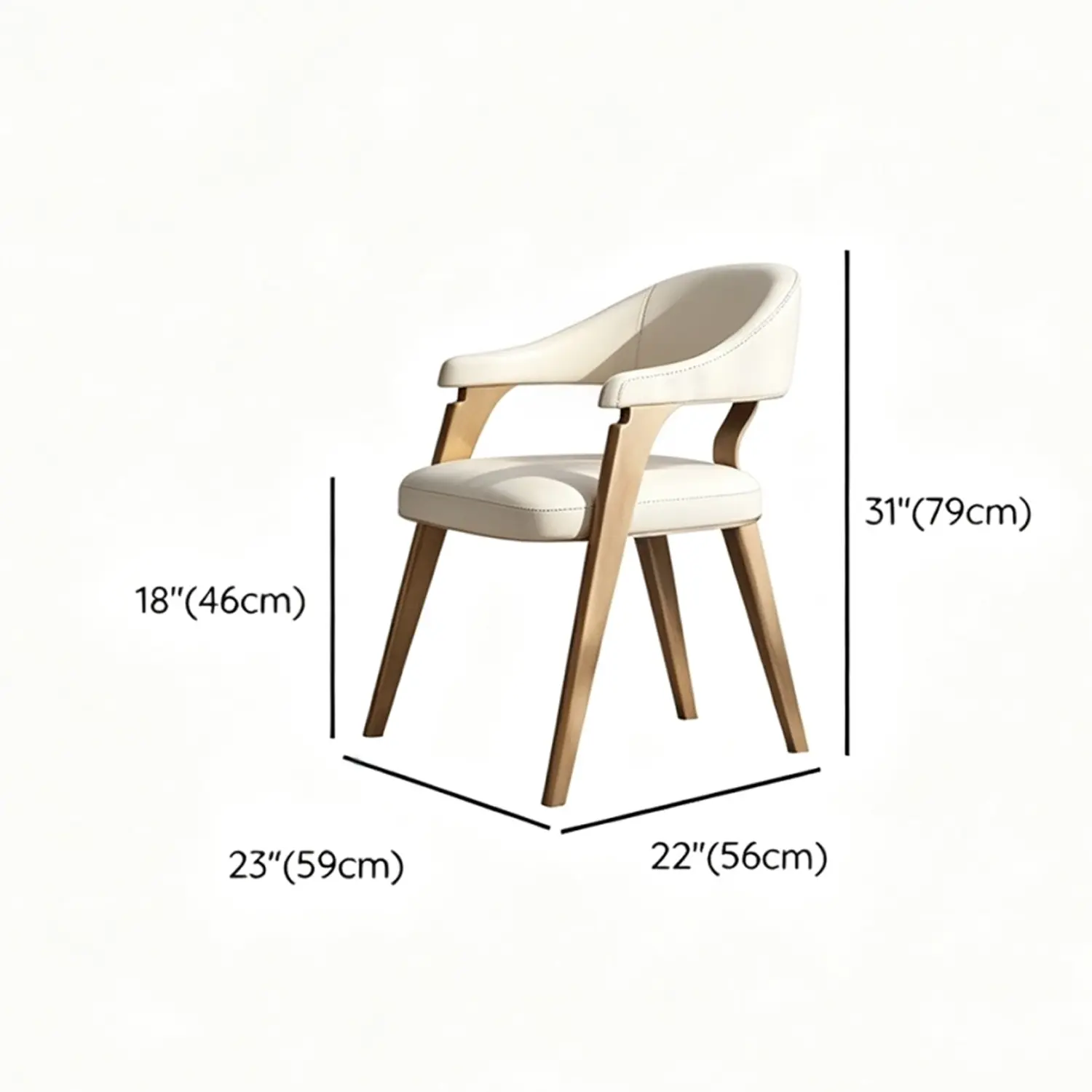 Modern Genuine Leather Champagne Gold Dining Room Arm Chair Image - 9 | homeyfad