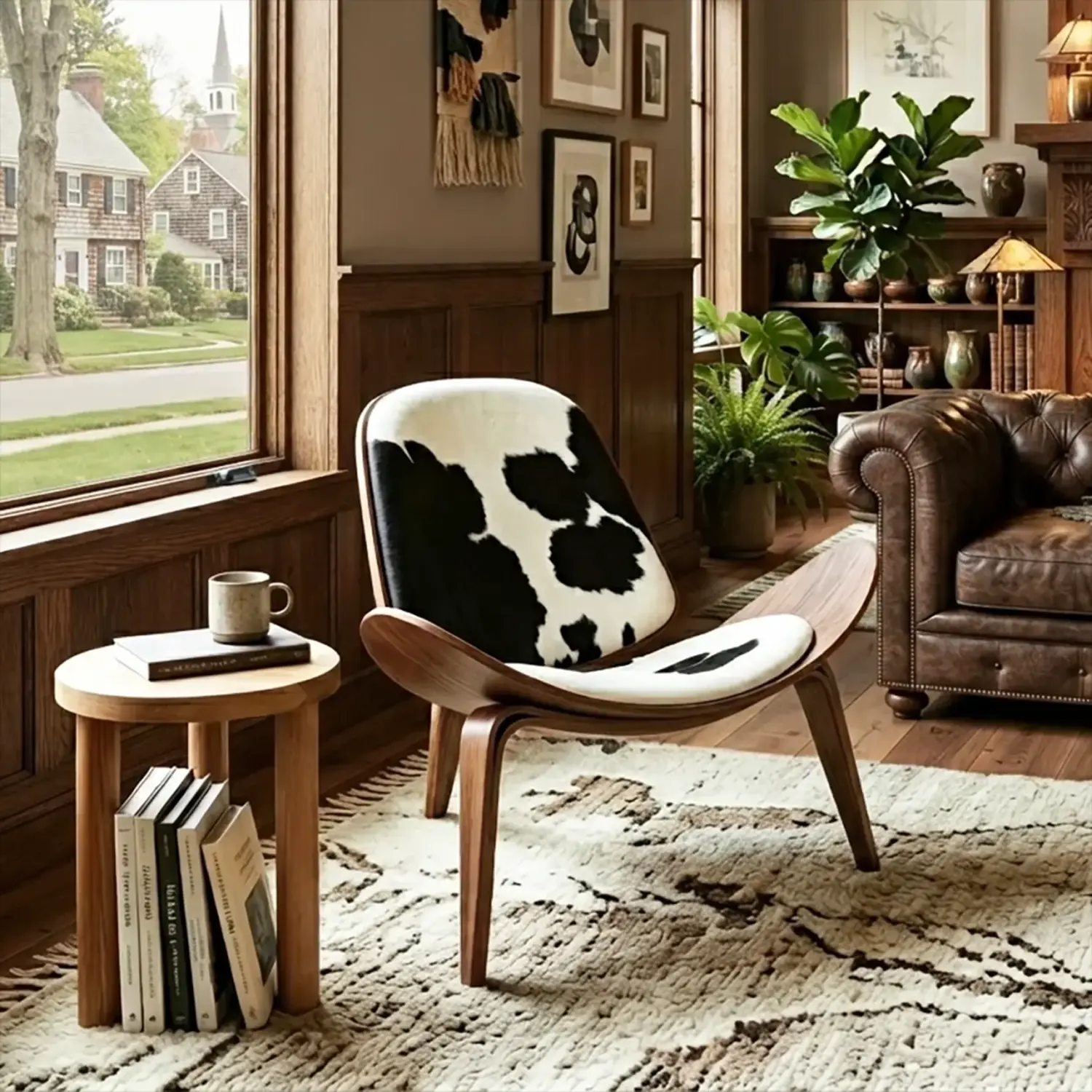 Black & White (Velvet) Walnut Scandinavian Upholstery Accent Lounge Chair Solid Wood Frame Image - 4 | homeyfad