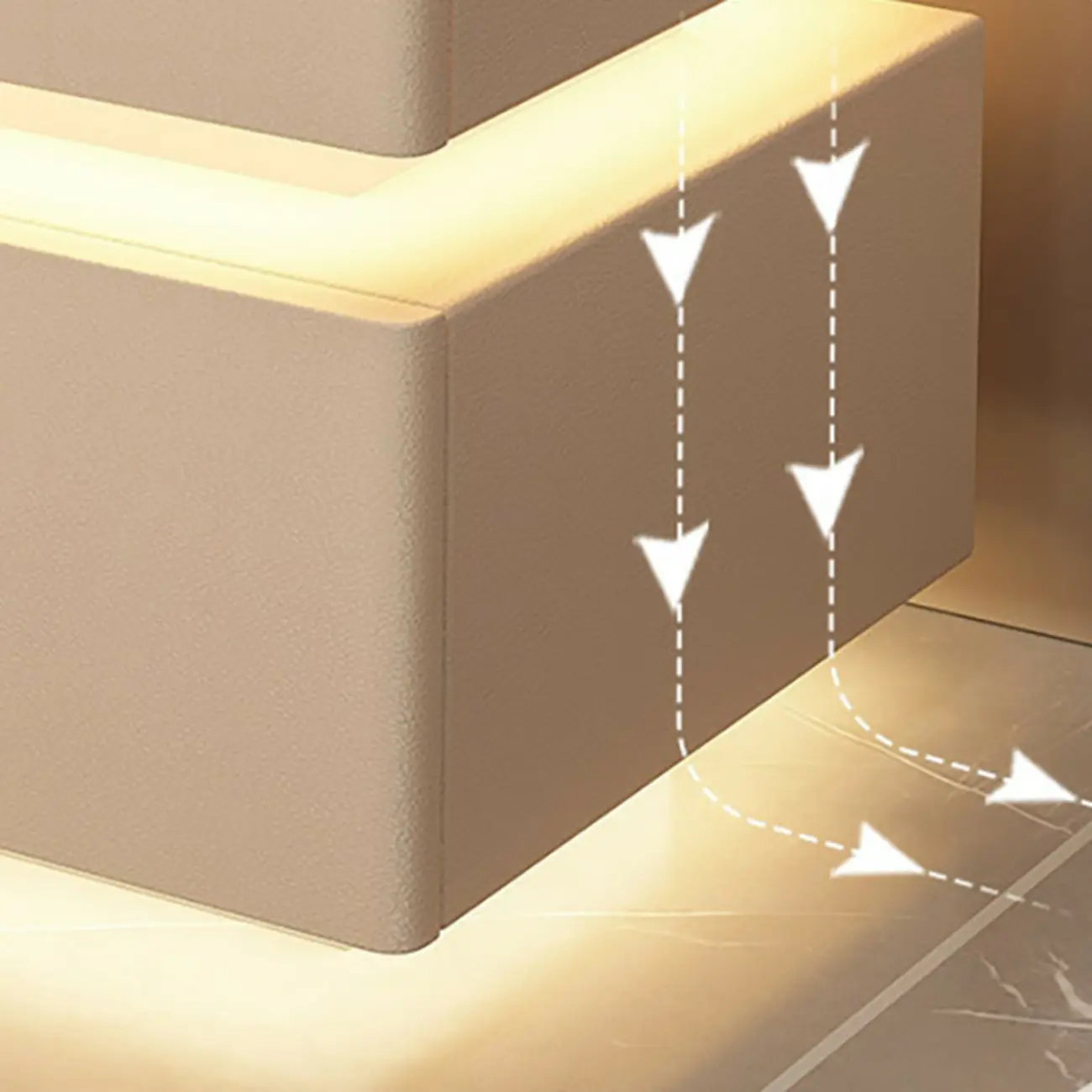 LED 2-Tier White Wooden Storage Bedroom Nightstand Image - 6 | homeyfad