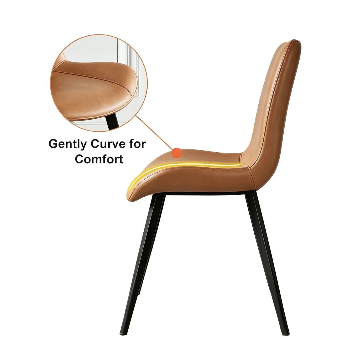 Modern Faux Leather Upholstered Low Back Dining Chairs with Metal Legs Image - 10 | homeyfad