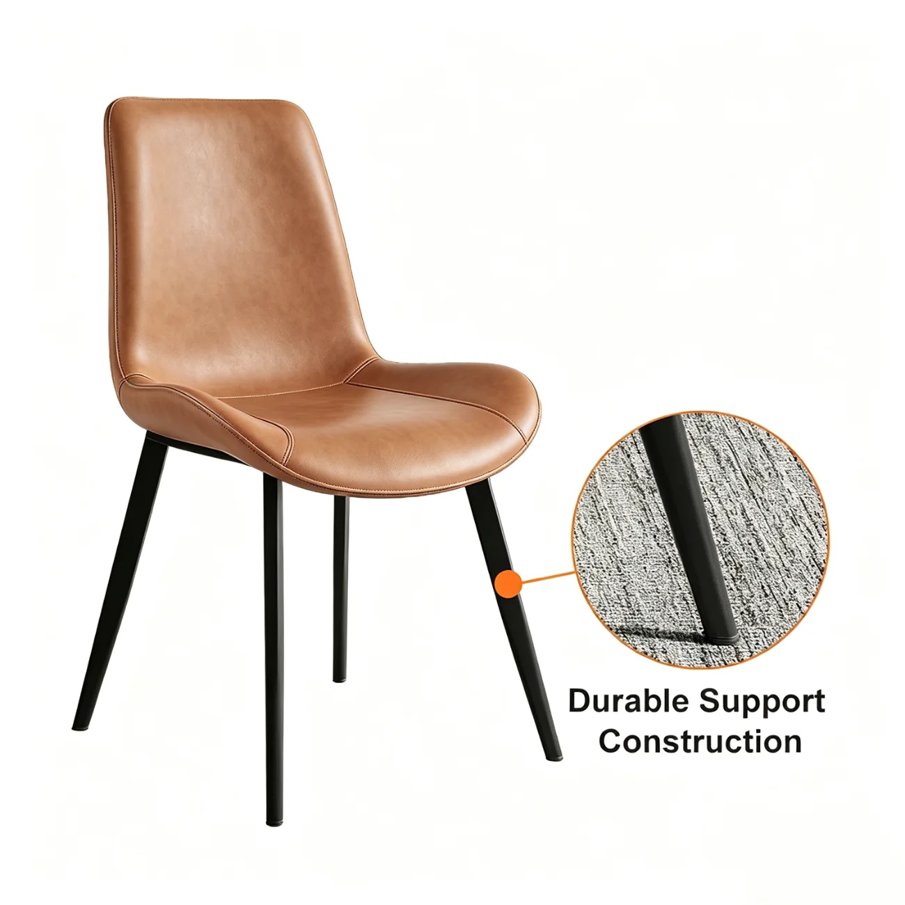 Modern Faux Leather Upholstered Low Back Dining Chairs with Metal Legs Image - 12 | homeyfad