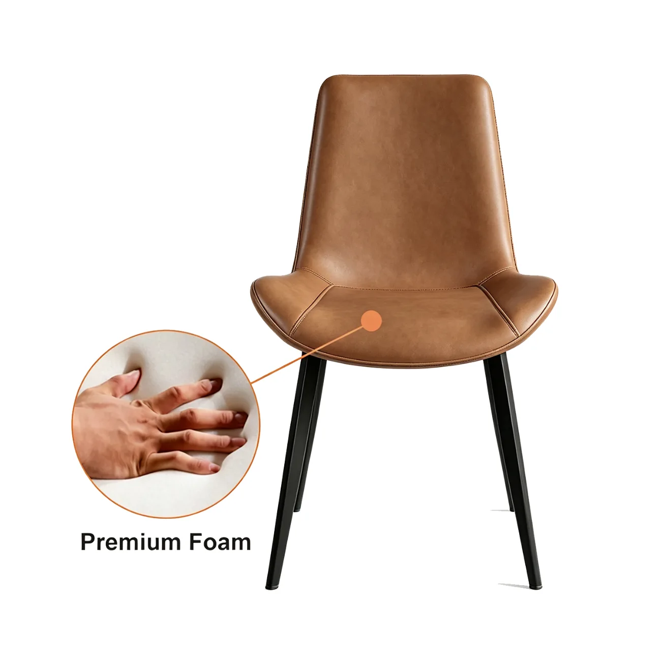 Modern Faux Leather Upholstered Low Back Dining Chairs with Metal Legs Image - 11 | homeyfad