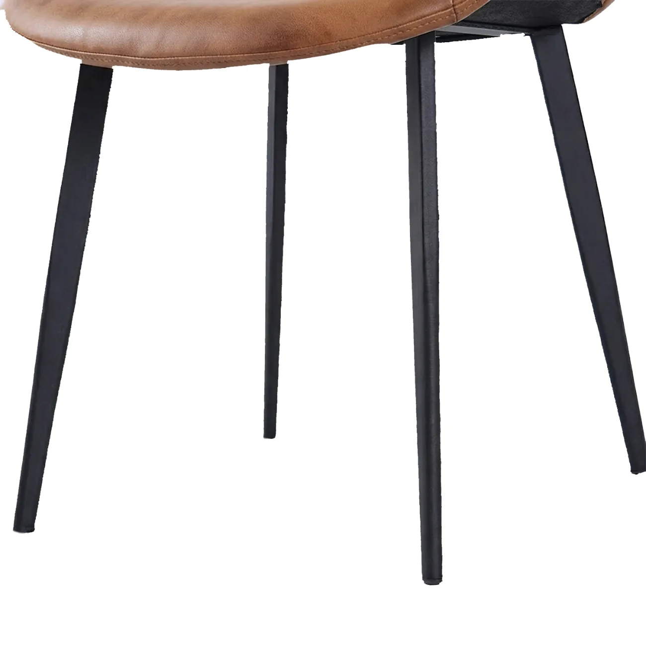 Modern Faux Leather Upholstered Low Back Dining Chairs with Metal Legs Image - 16 | homeyfad