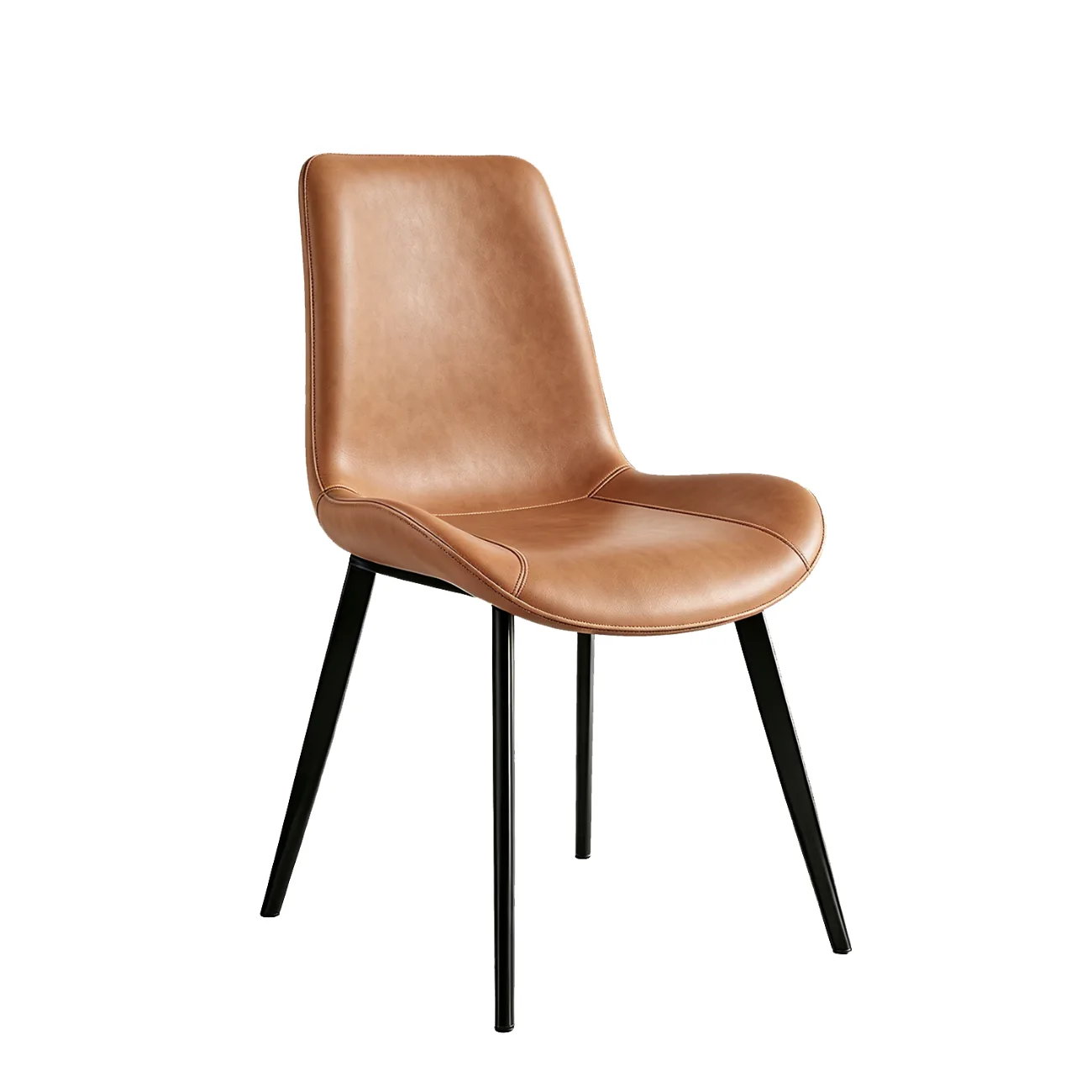 Modern Faux Leather Upholstered Low Back Dining Chairs with Metal Legs Image - 17 | homeyfad